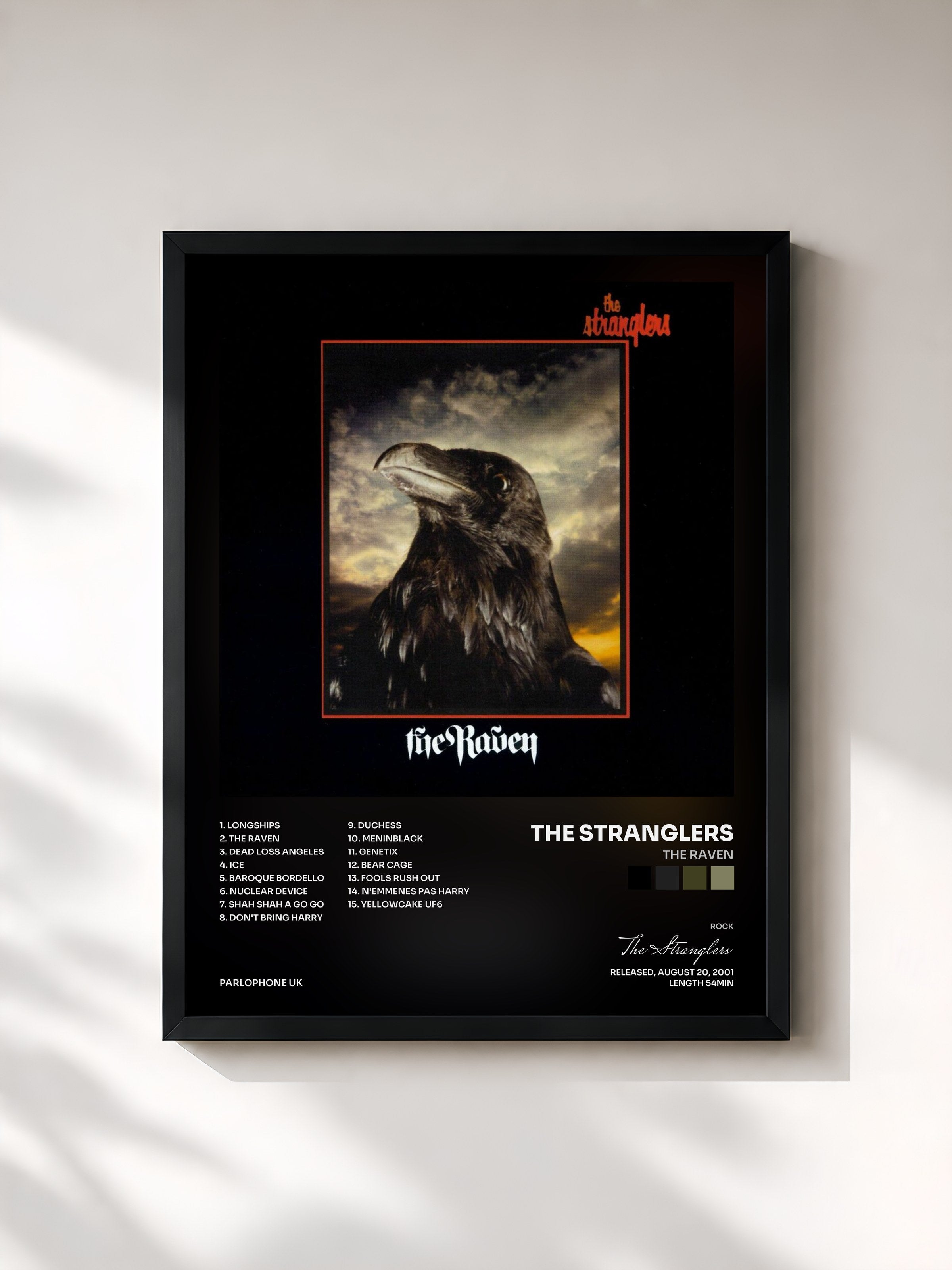 #noir Tableau de l'album The Raven de The Stranglers, cadre noir, imprimé et encadré en France