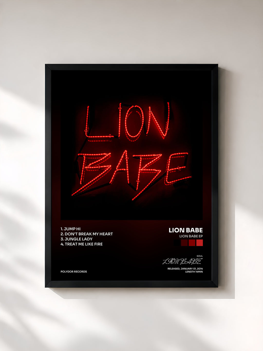 #noir Tableau de l'album LION BABE EP de LION BABE, cadre noir, imprimé et encadré en France