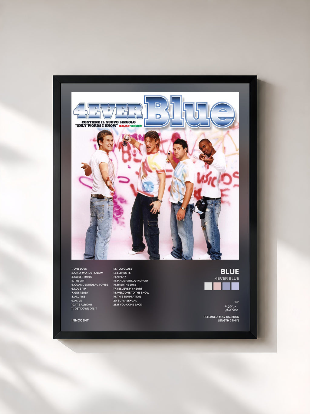 #noir Tableau de l'album 4ever Blue de Blue, cadre noir, imprimé et encadré en France