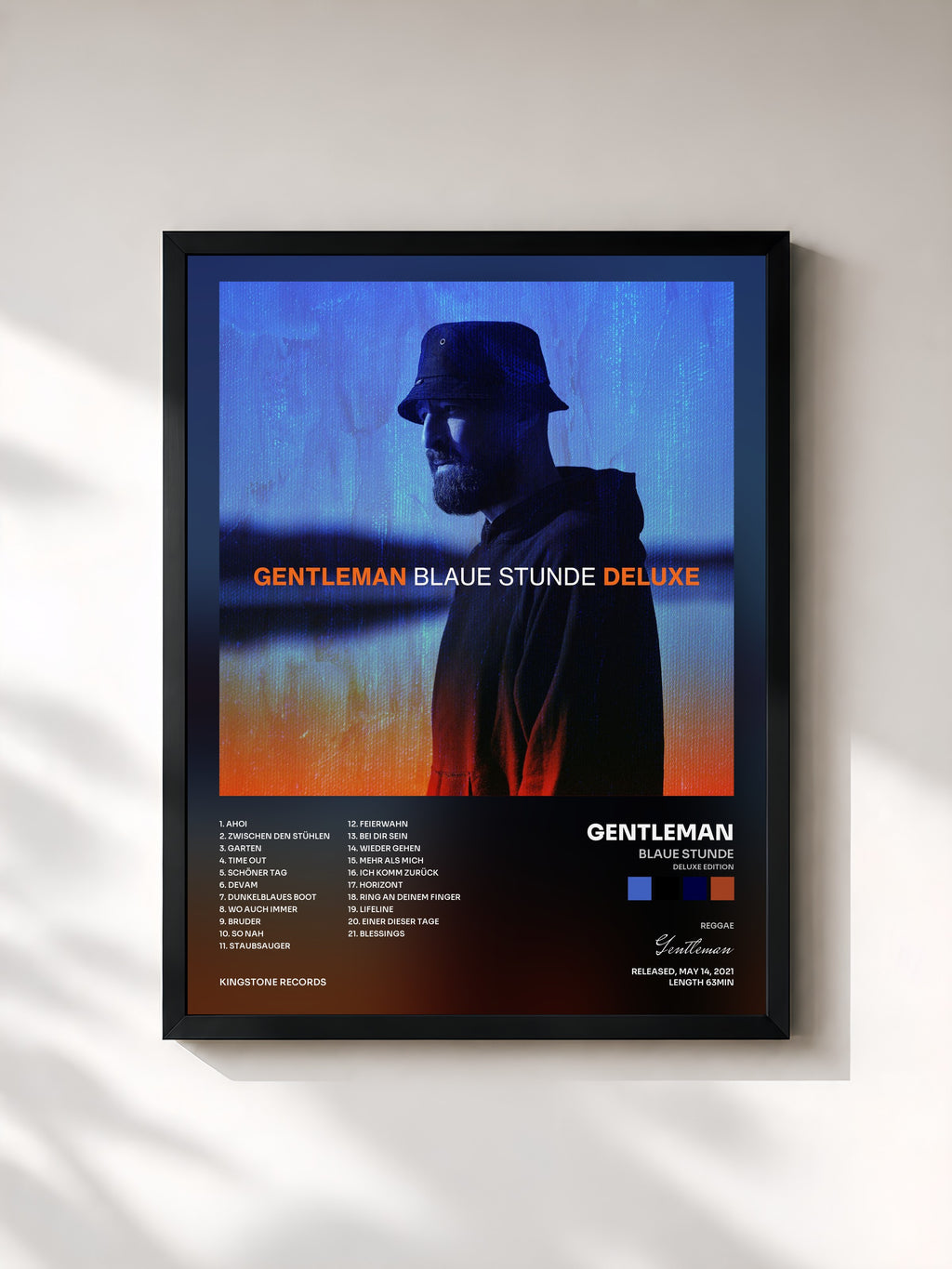 #noir Tableau de l'album Blaue Stunde (Deluxe Edition) de Gentleman, cadre noir, imprimé et encadré en France