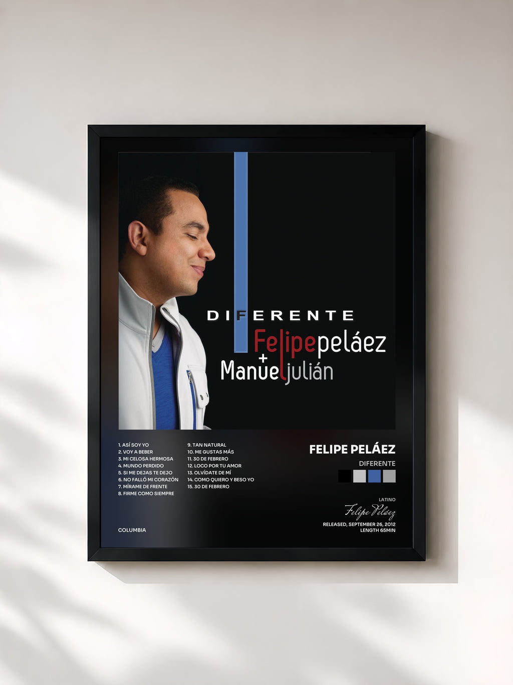 #noir Tableau de l'album Diferente de Felipe Peláez, cadre noir, imprimé et encadré en France