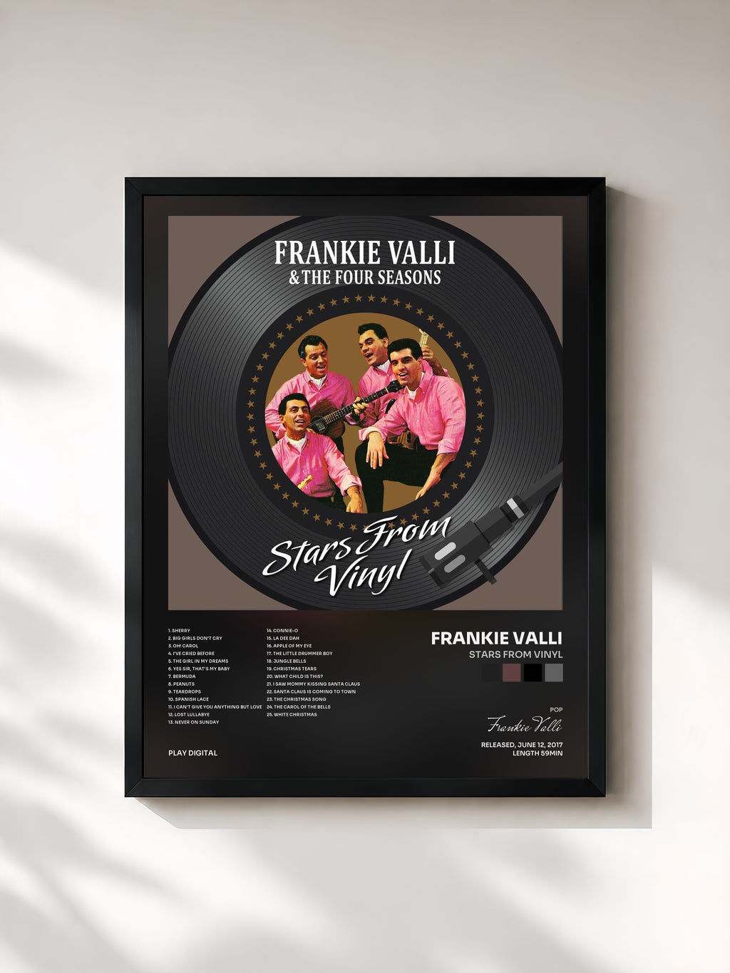 #noir Tableau de l'album Stars from Vinyl de Frankie Valli, cadre noir, imprimé et encadré en France