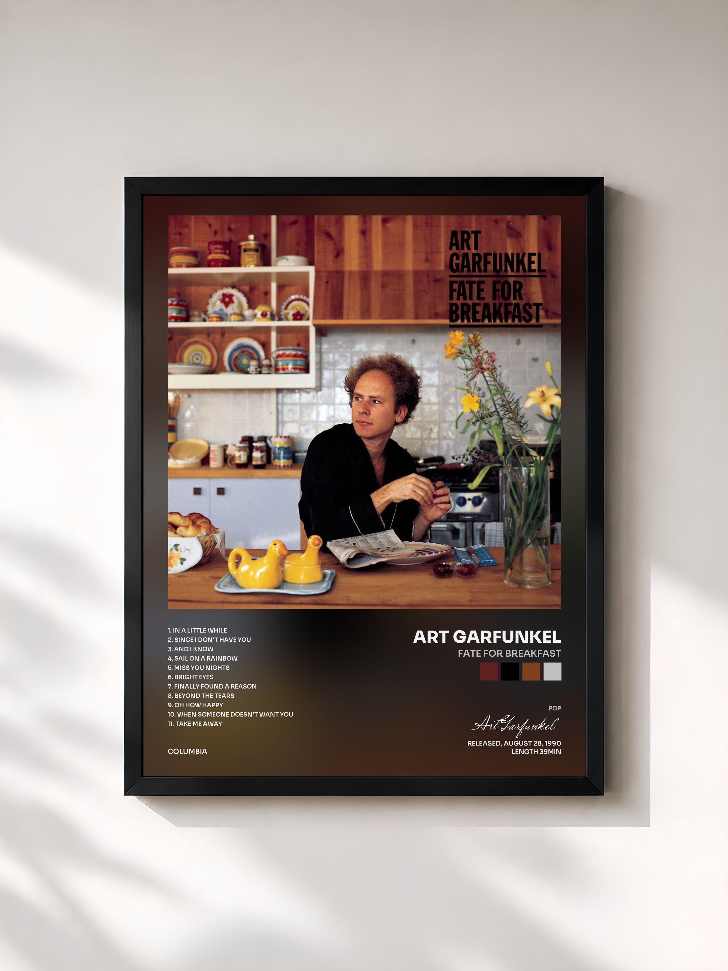 #noir Tableau de l'album Fate For Breakfast de Art Garfunkel, cadre noir, imprimé et encadré en France