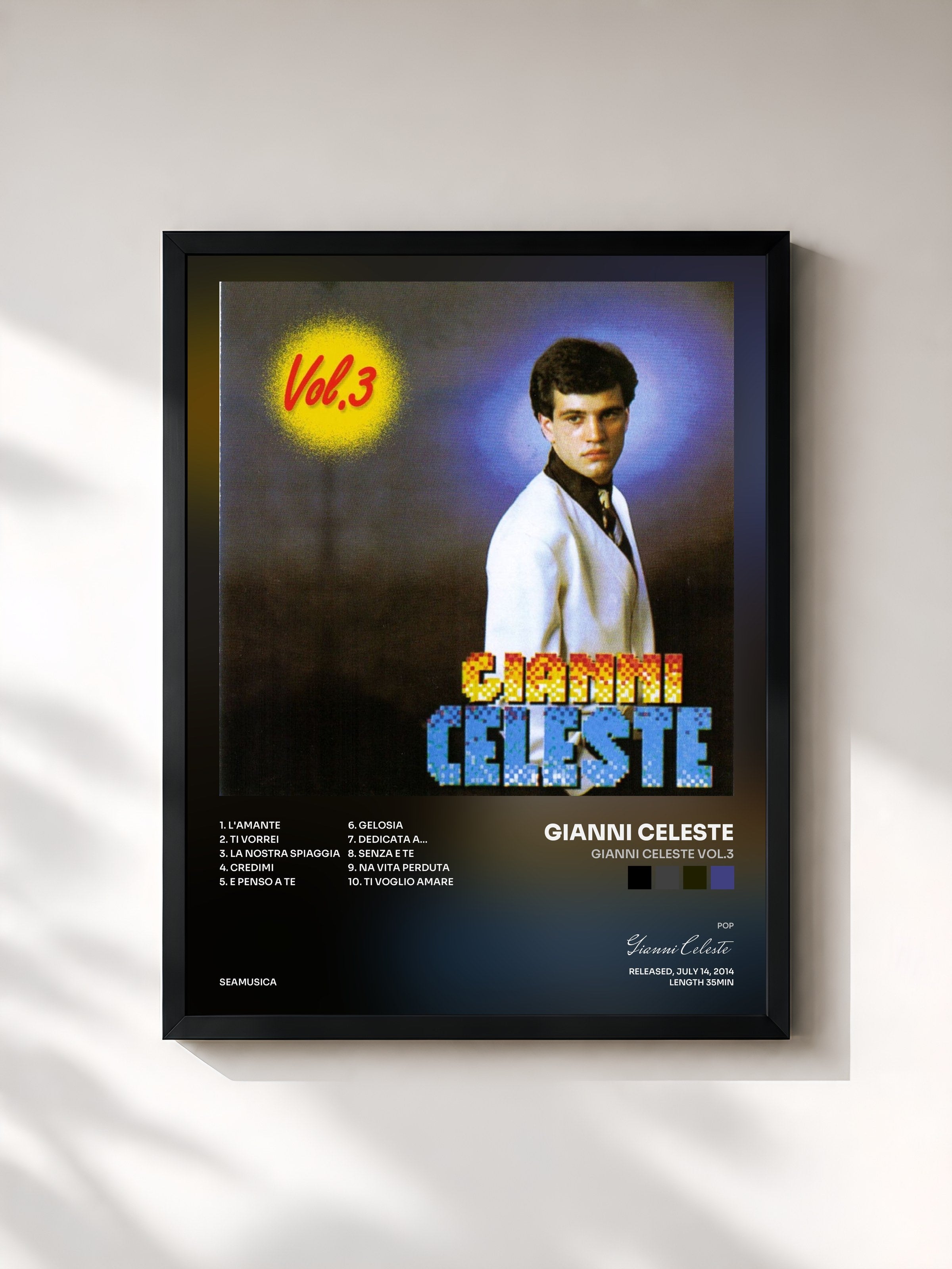 #noir Tableau de l'album Gianni Celeste vol.3 de Gianni Celeste, cadre noir, imprimé et encadré en France