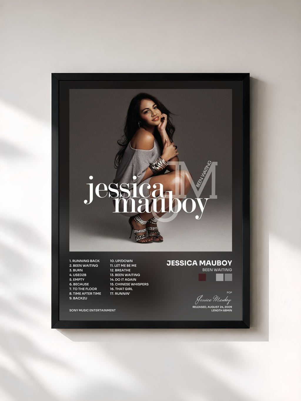 #noir Tableau de l'album Been Waiting de Jessica Mauboy, cadre noir, imprimé et encadré en France