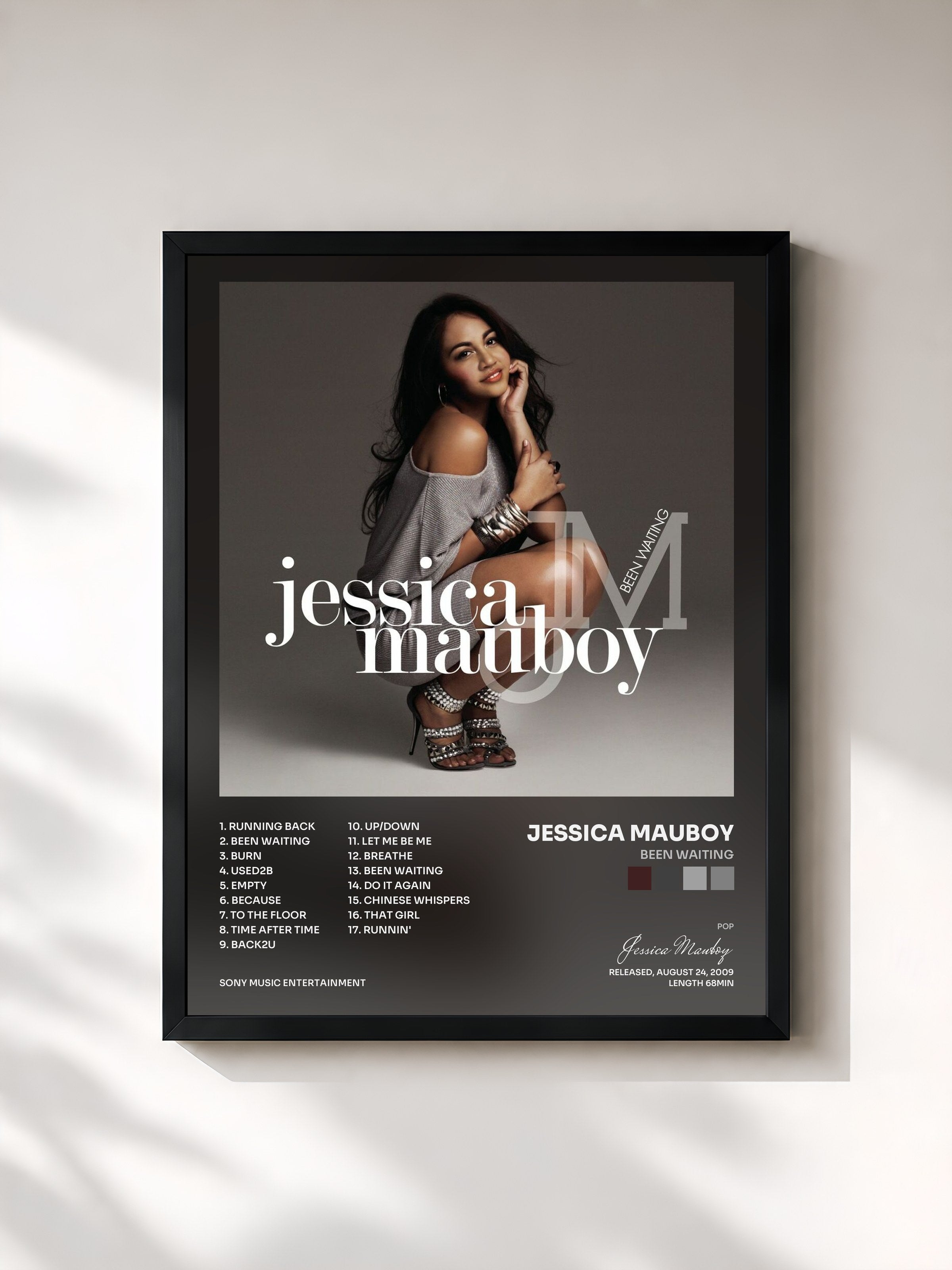 #noir Tableau de l'album Been Waiting de Jessica Mauboy, cadre noir, imprimé et encadré en France