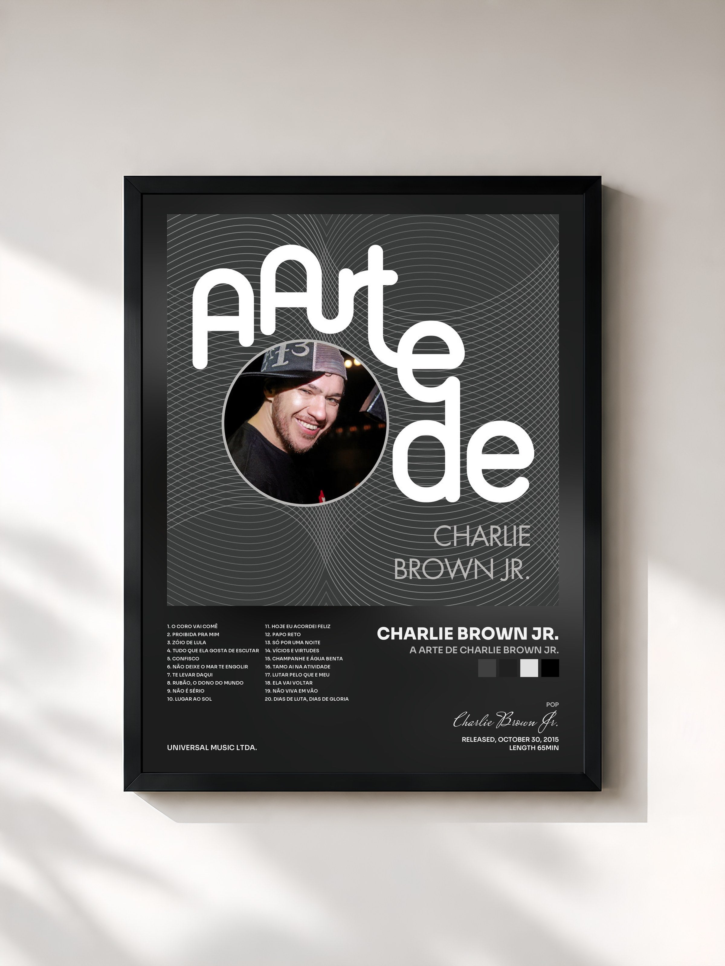 #noir Tableau de l'album A Arte De Charlie Brown Jr. de Charlie Brown Jr., cadre noir, imprimé et encadré en France