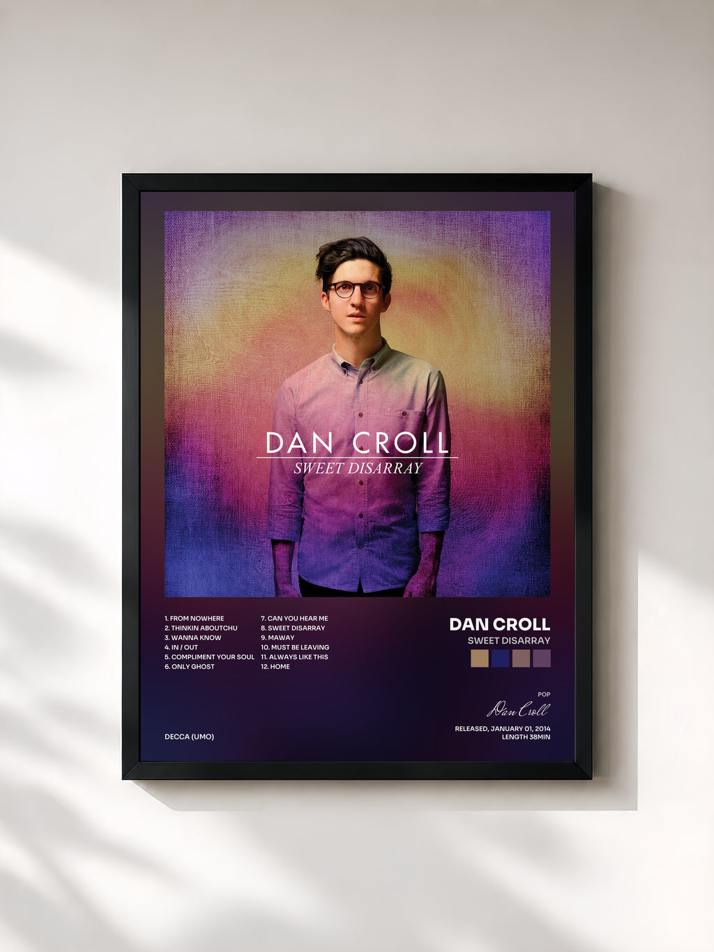 #noir Tableau de l'album Sweet Disarray de Dan Croll, cadre noir, imprimé et encadré en France