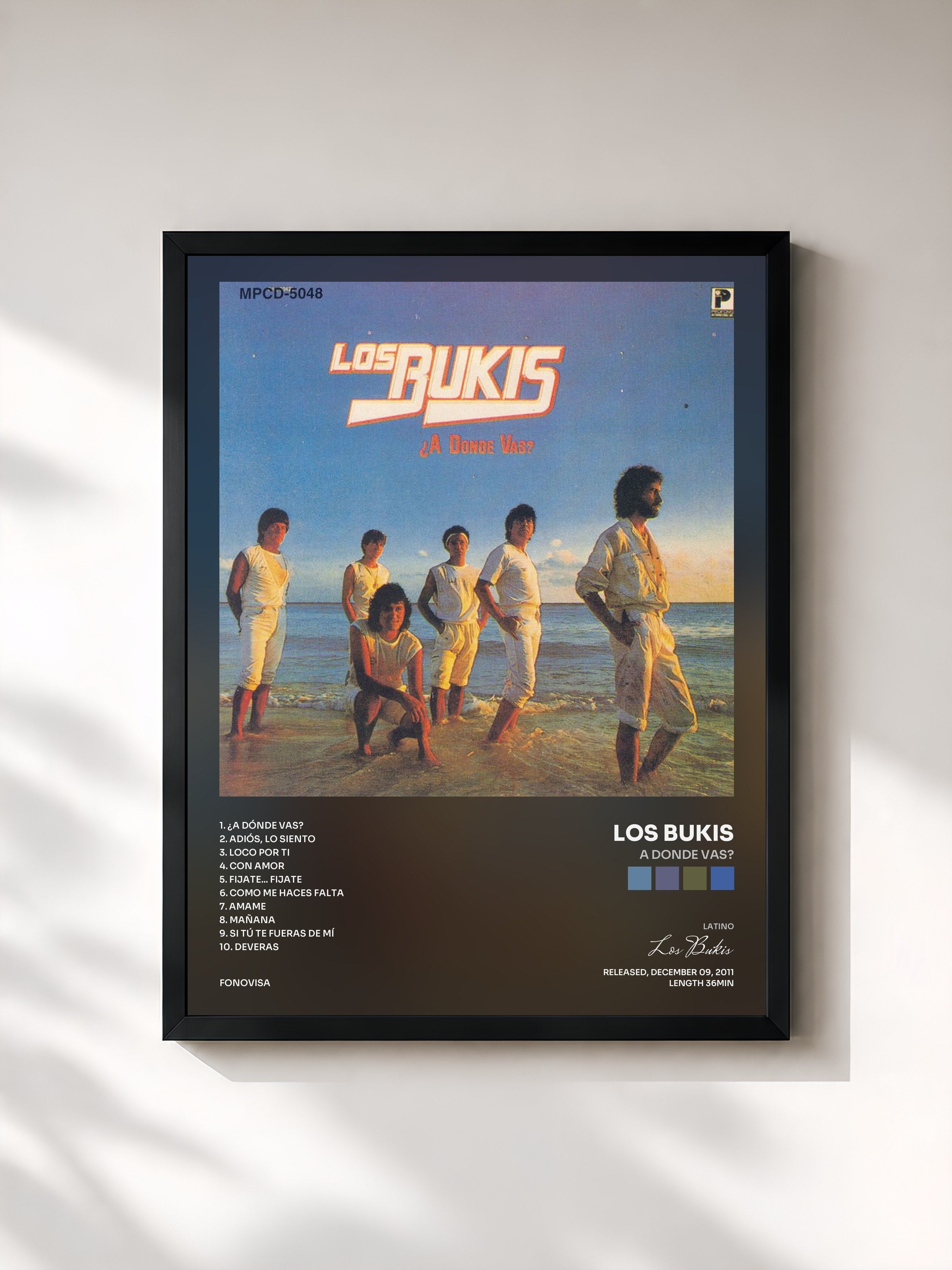 #noir Tableau de l'album A Donde Vas? de Los Bukis, cadre noir, imprimé et encadré en France