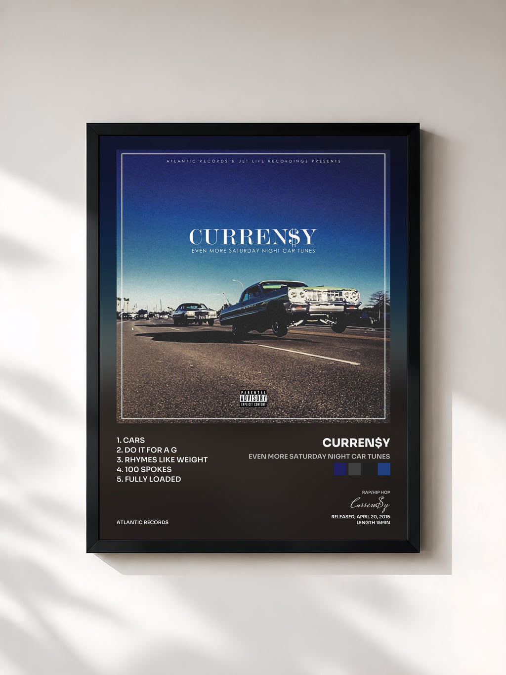 #noir Even More Saturday Night Car Tunes di Curren$y in stampa incorniciata, cornice nera, stampata e incorniciata in Francia