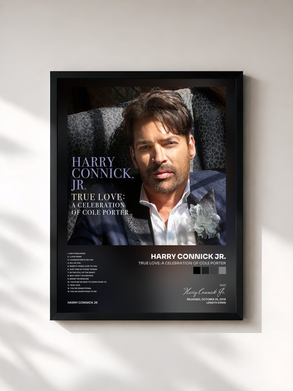 #noir Tableau de l'album True Love: A Celebration Of Cole Porter de Harry Connick Jr., cadre noir, imprimé et encadré en France