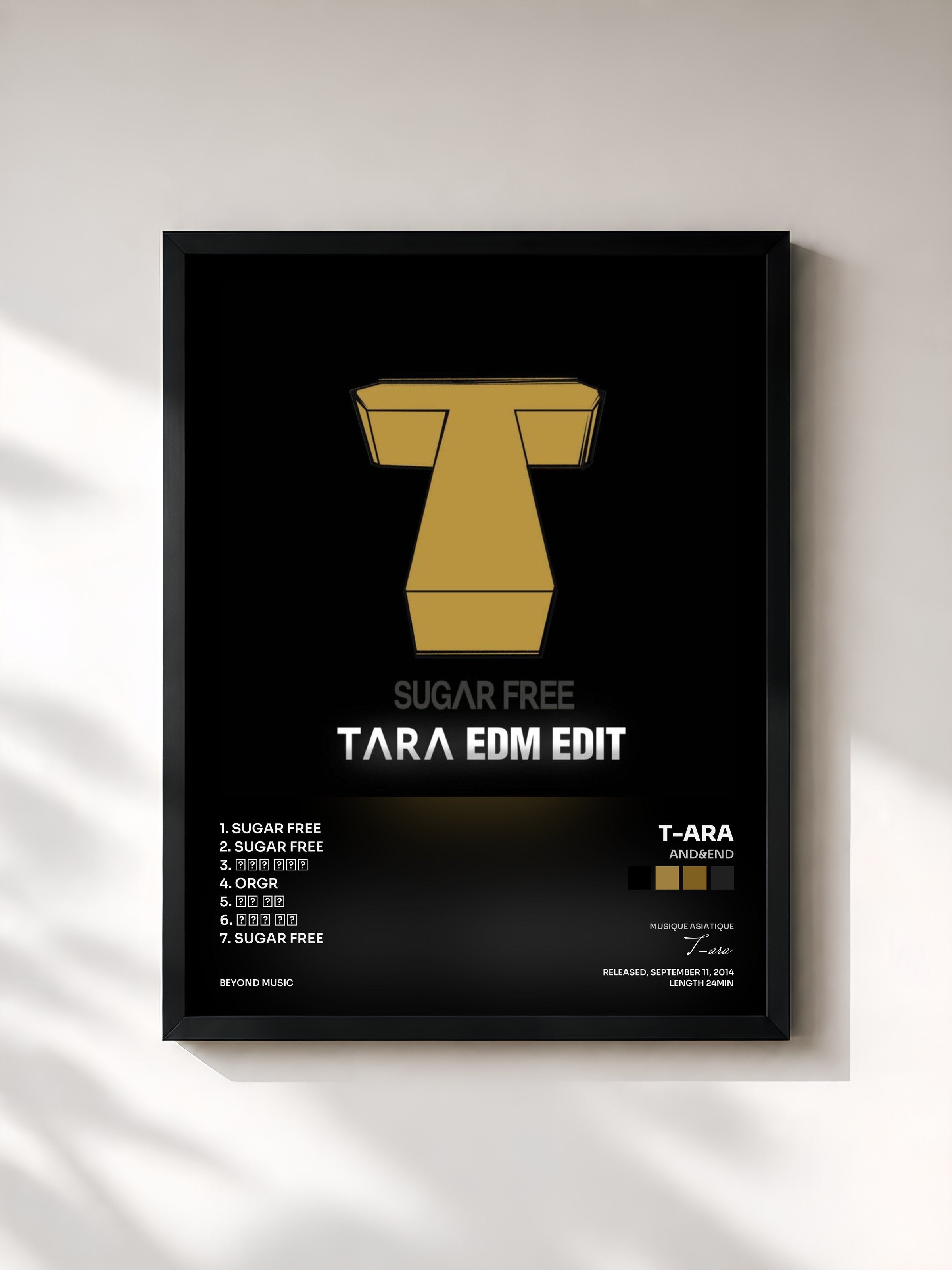 #noir Tableau de l'album And&End de T-ara, cadre noir, imprimé et encadré en France