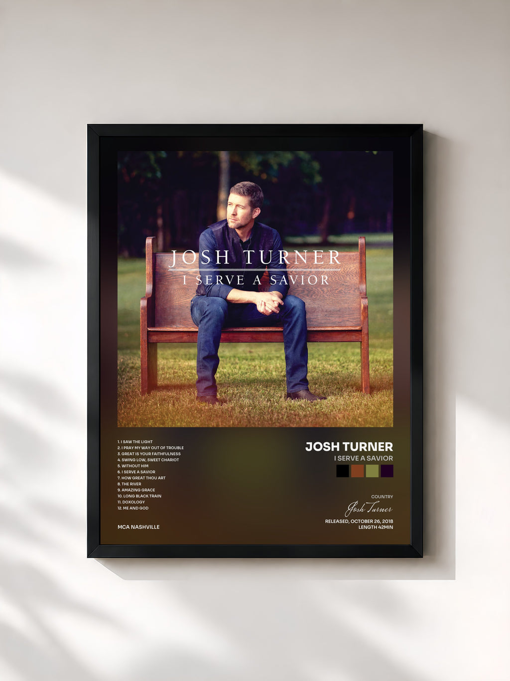 #noir Tableau de l'album I Serve A Savior de Josh Turner, cadre noir, imprimé et encadré en France