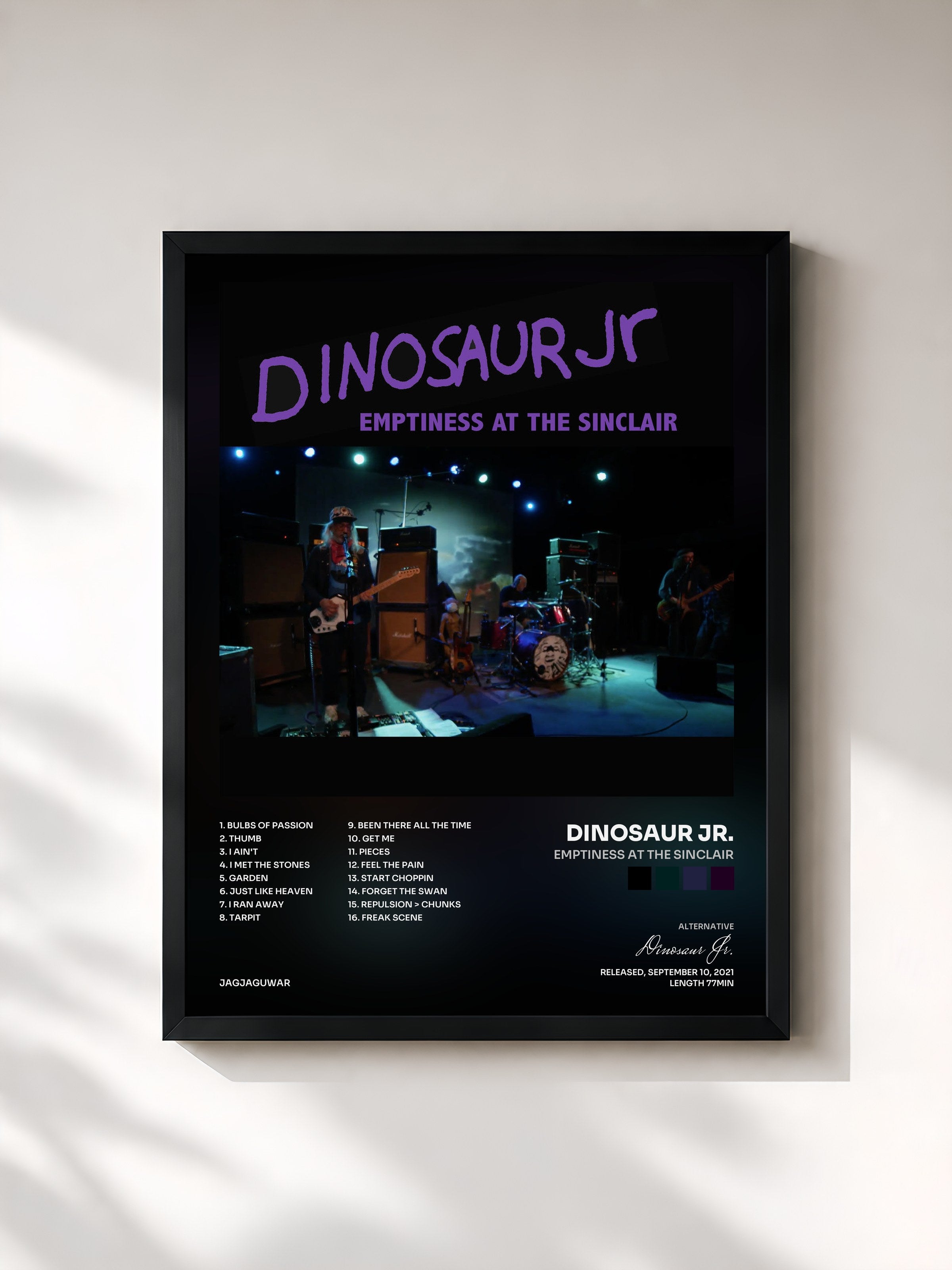 #noir Tableau de l'album Emptiness at The Sinclair de Dinosaur Jr., cadre noir, imprimé et encadré en France
