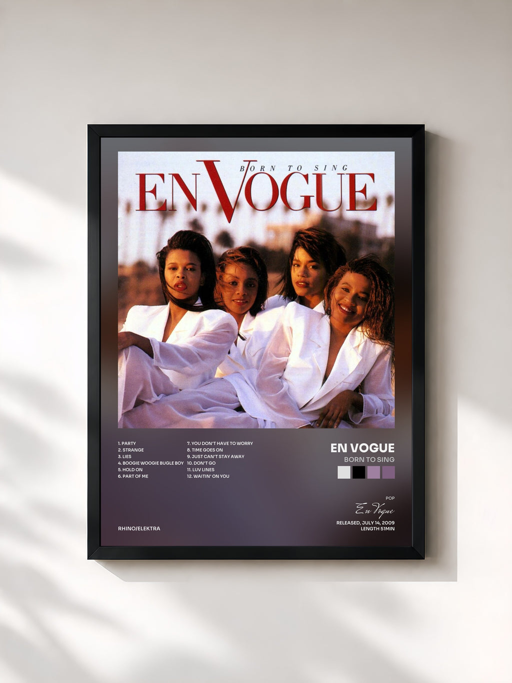 #noir Tableau de l'album Born to Sing de En Vogue, cadre noir, imprimé et encadré en France