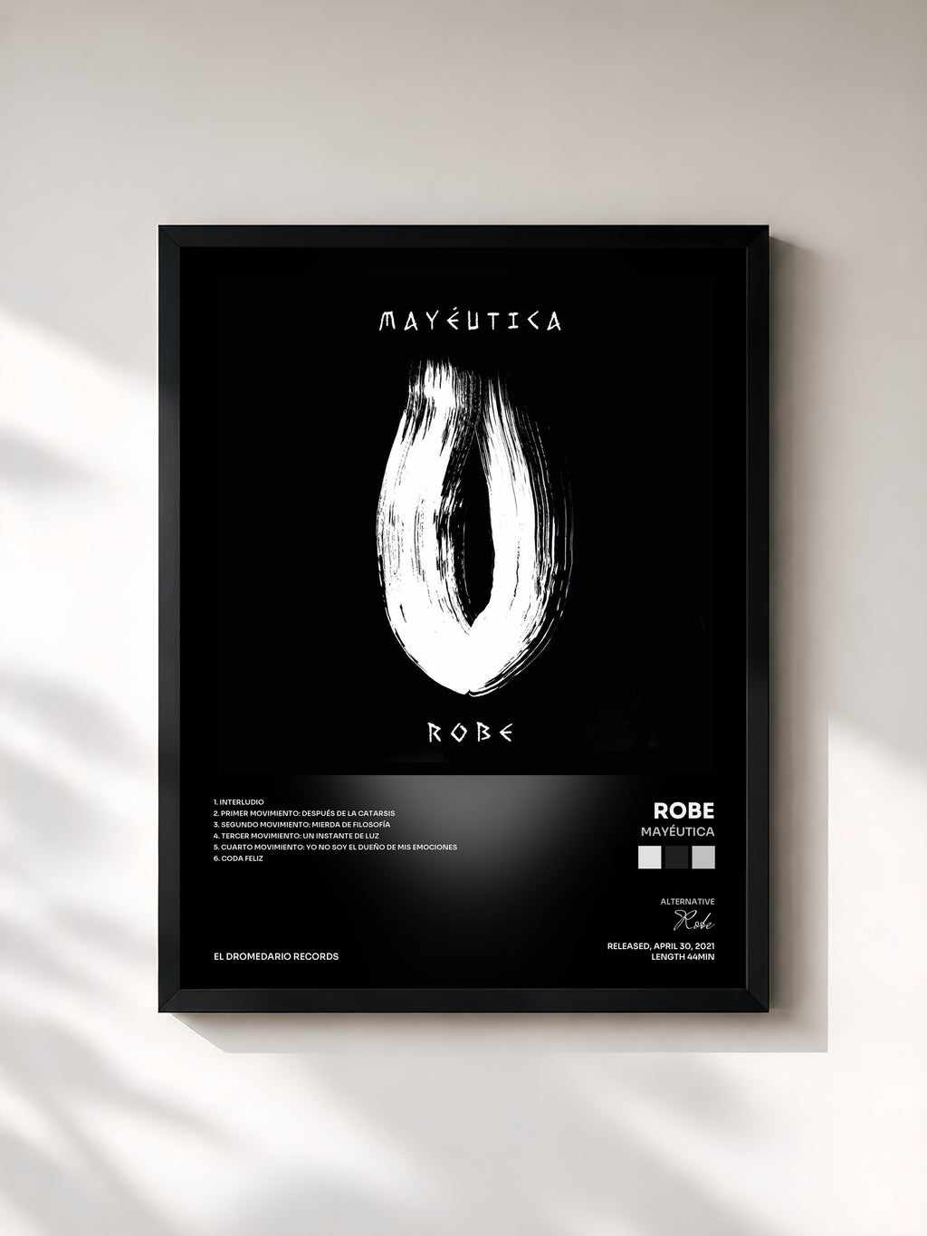 #noir Tableau de l'album Mayéutica de Robe, cadre noir, imprimé et encadré en France