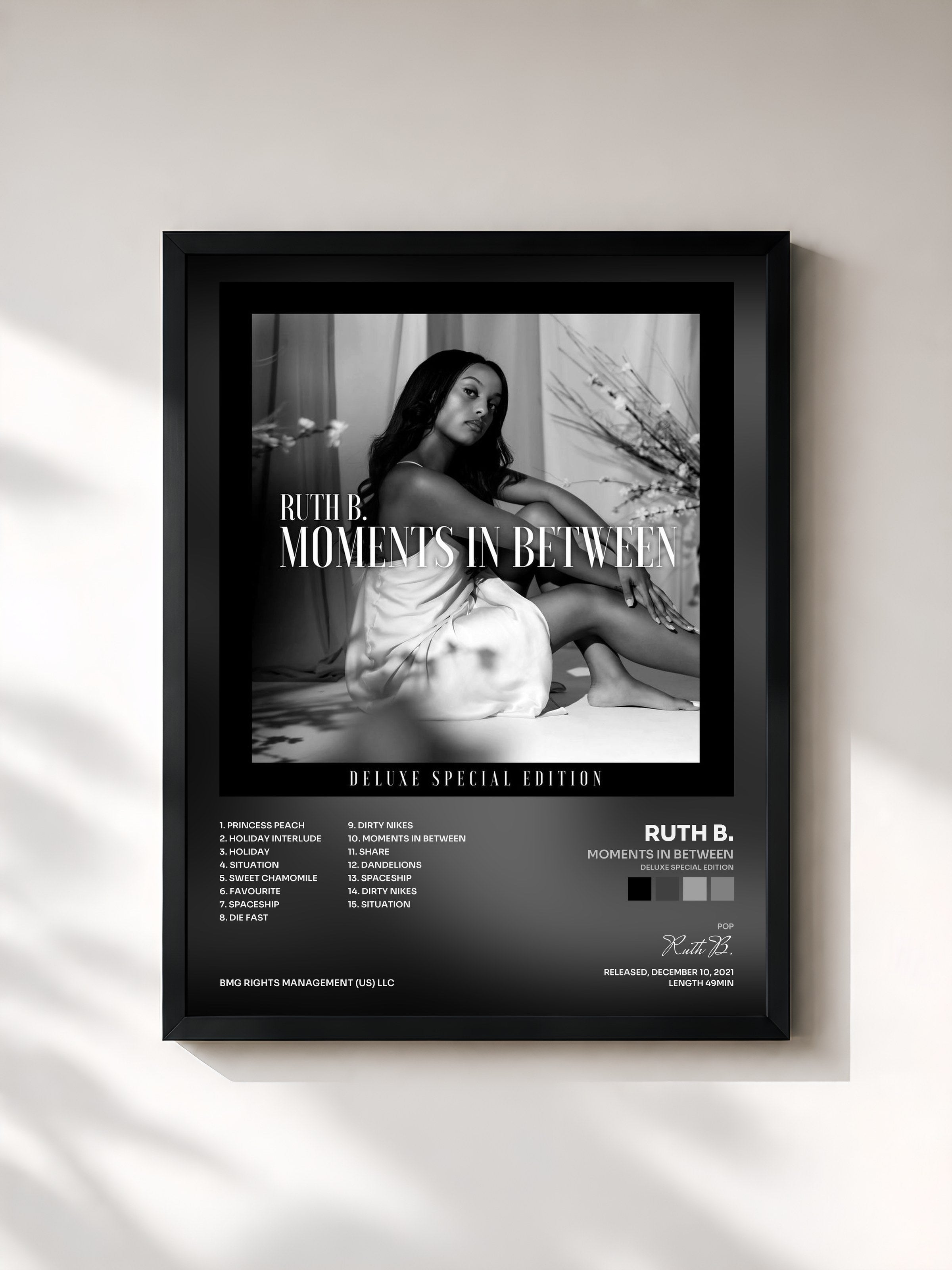 #noir Tableau de l'album Moments in Between (Deluxe Special Edition) de Ruth B., cadre noir, imprimé et encadré en France