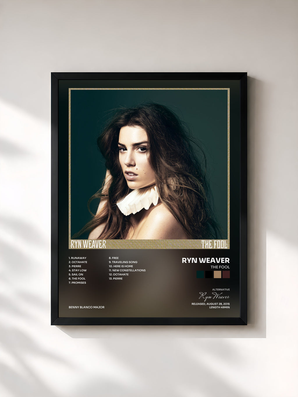 #noir Tableau de l'album The Fool de Ryn Weaver, cadre noir, imprimé et encadré en France