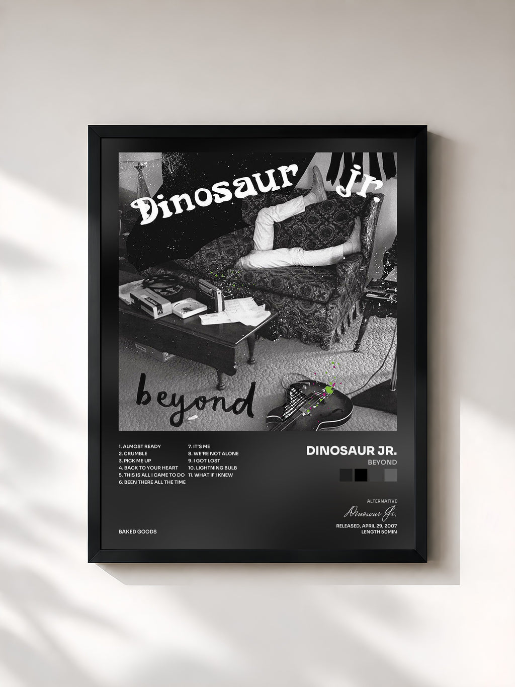 #noir Tableau de l'album Beyond de Dinosaur Jr., cadre noir, imprimé et encadré en France
