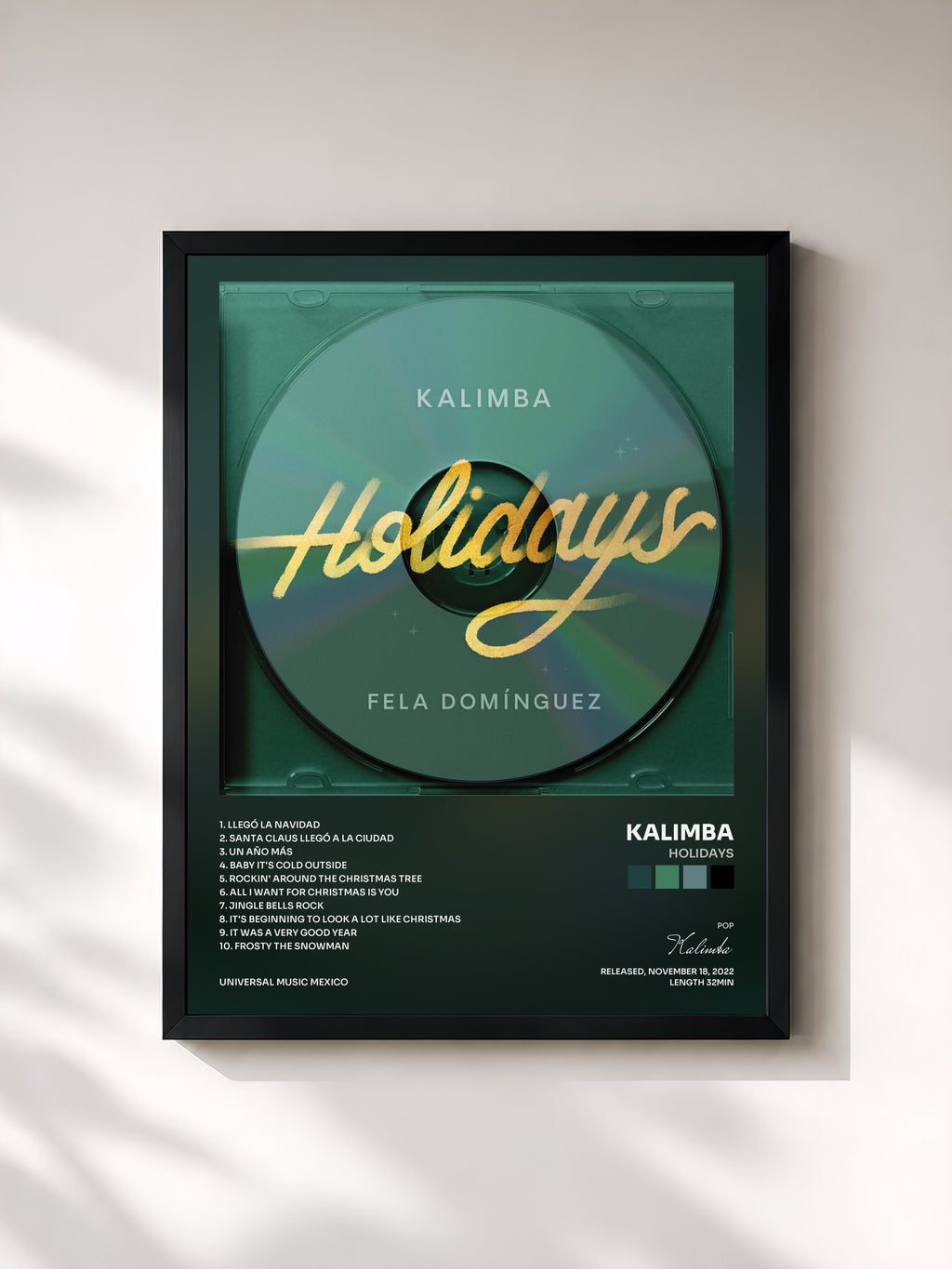 #noir Tableau de l'album Holidays de Kalimba, cadre noir, imprimé et encadré en France