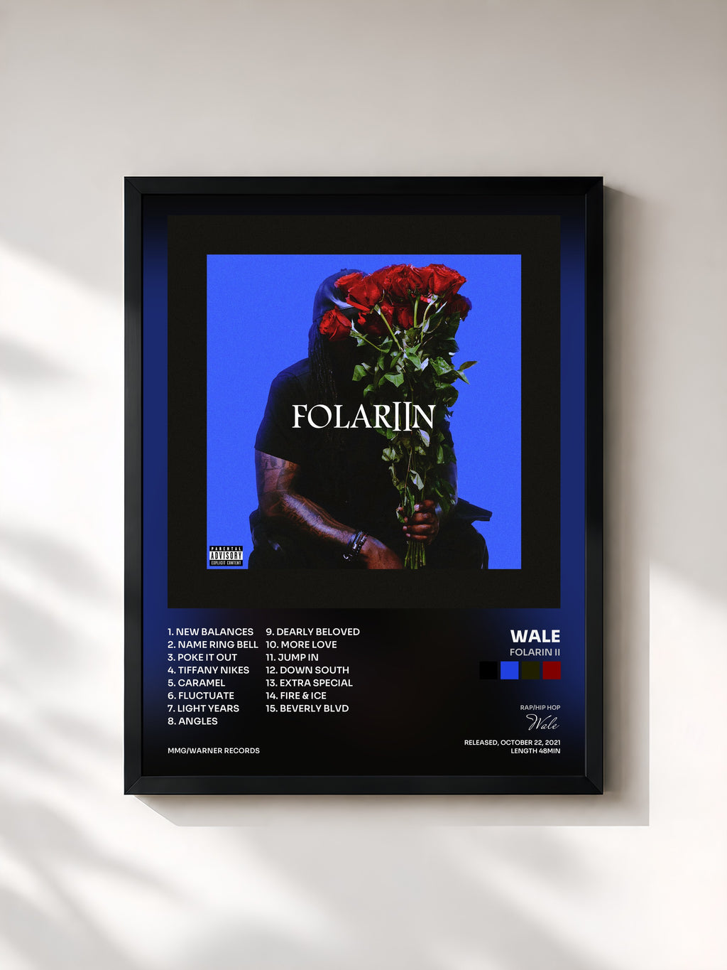 #noir Tableau de l'album Folarin II de Wale, cadre noir, imprimé et encadré en France