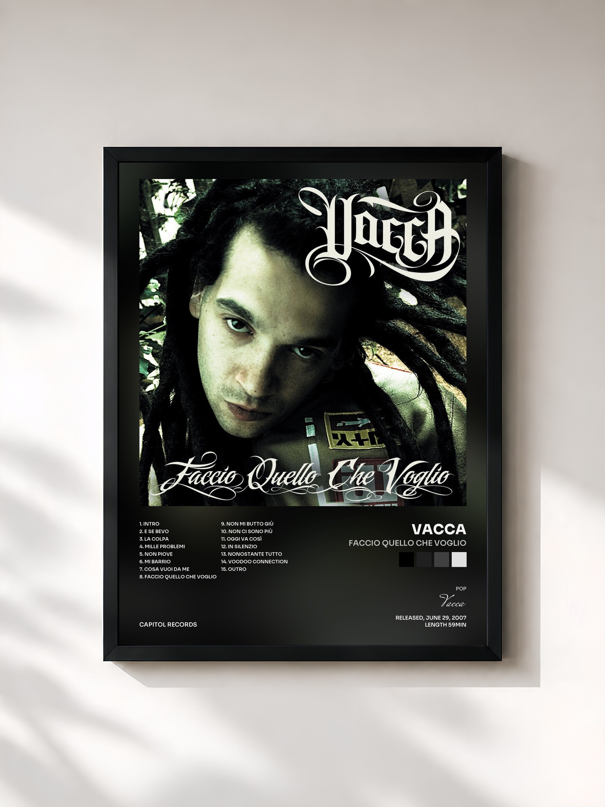 #noir Tableau de l'album Faccio Quello Che Voglio de Vacca, cadre noir, imprimé et encadré en France