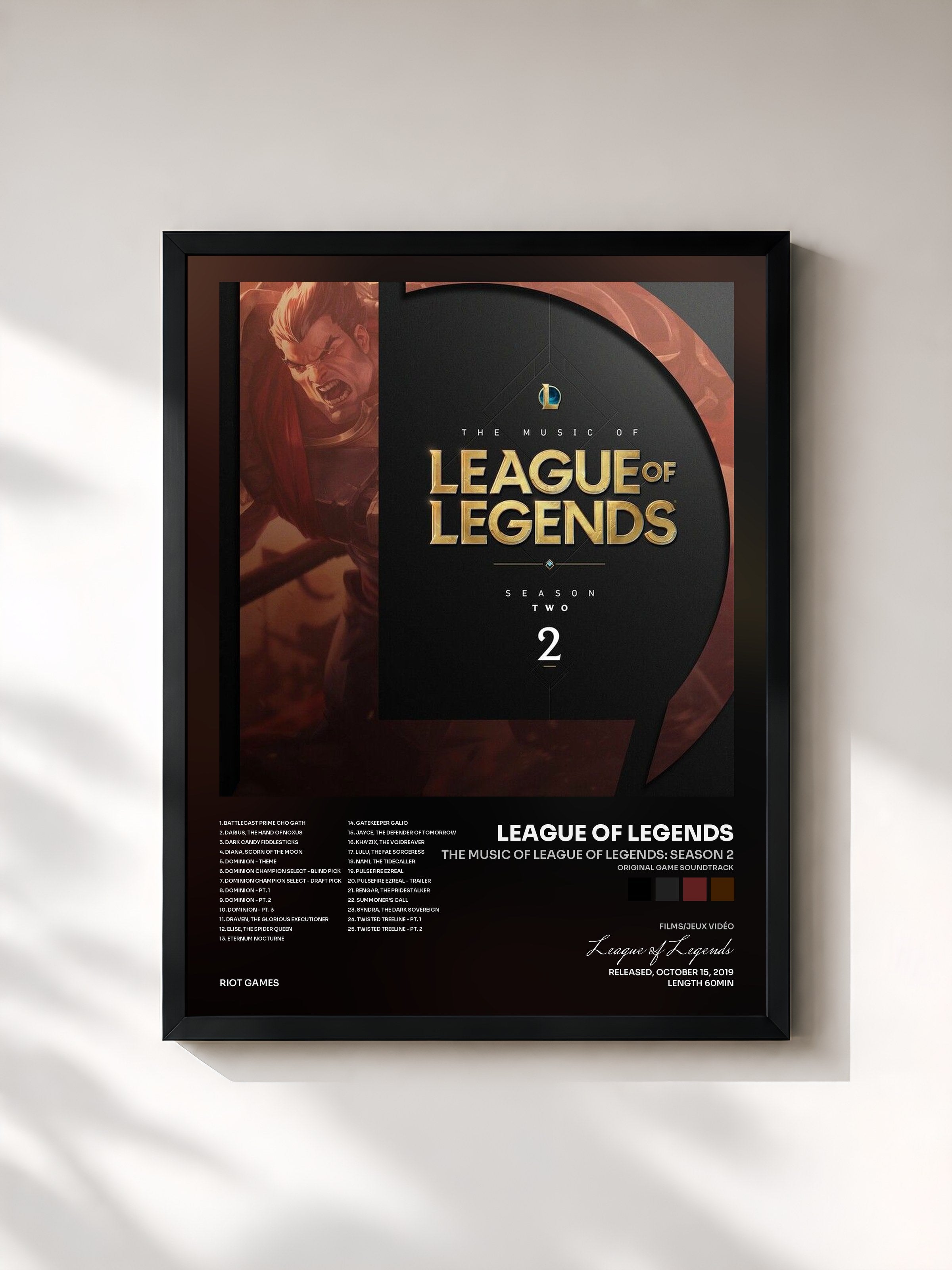 #noir Tableau de l'album The Music of League of Legends: Season 2 (Original Game Soundtrack) de League of Legends, cadre noir, imprimé et encadré en France