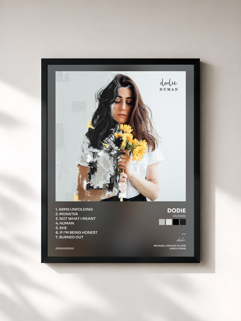 #noir Tableau de l'album Human de dodie, cadre noir, imprimé et encadré en France