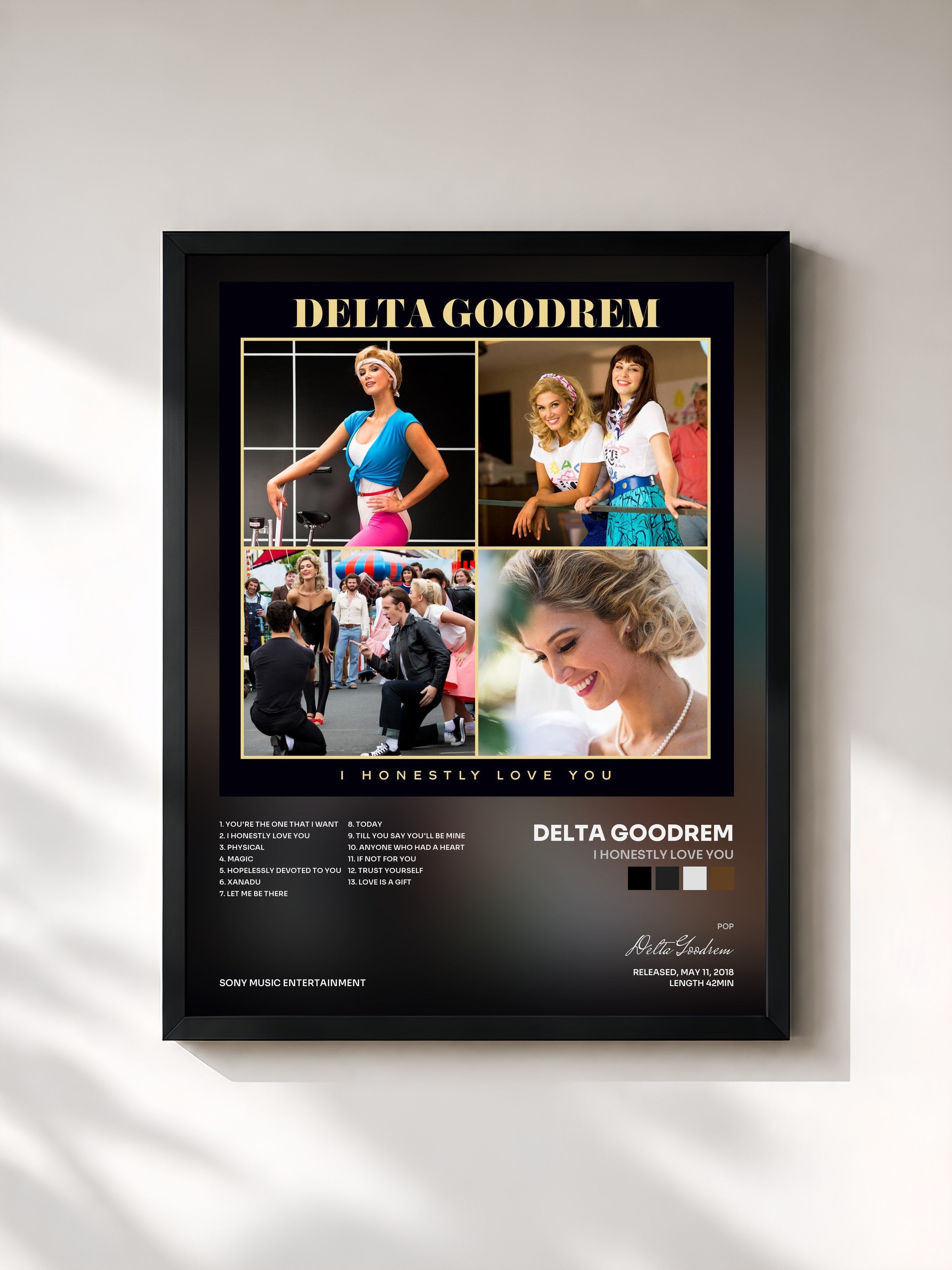 #noir Tableau de l'album I Honestly Love You de Delta Goodrem, cadre noir, imprimé et encadré en France