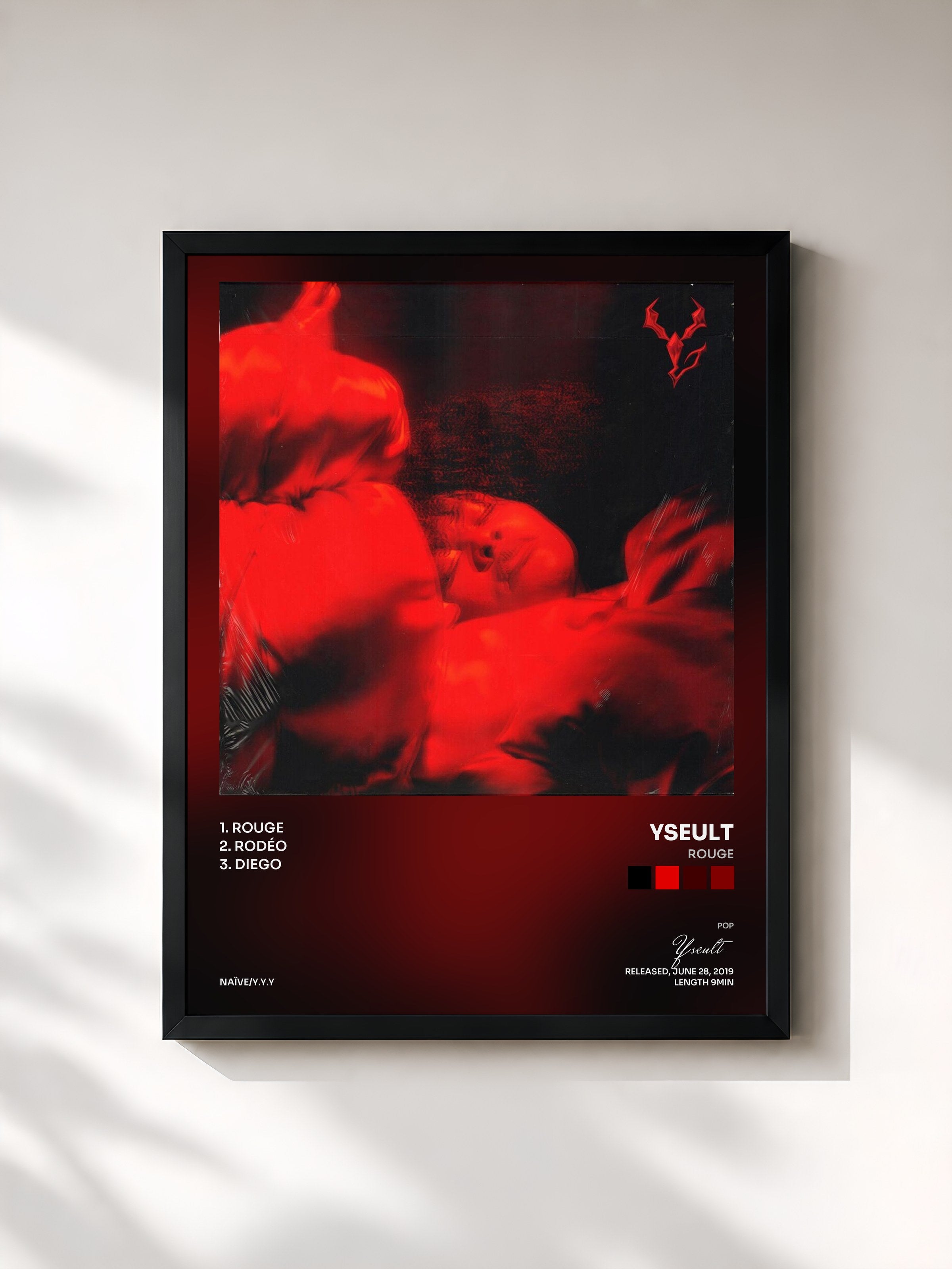 #noir Tableau de l'album Rouge de Yseult, cadre noir, imprimé et encadré en France