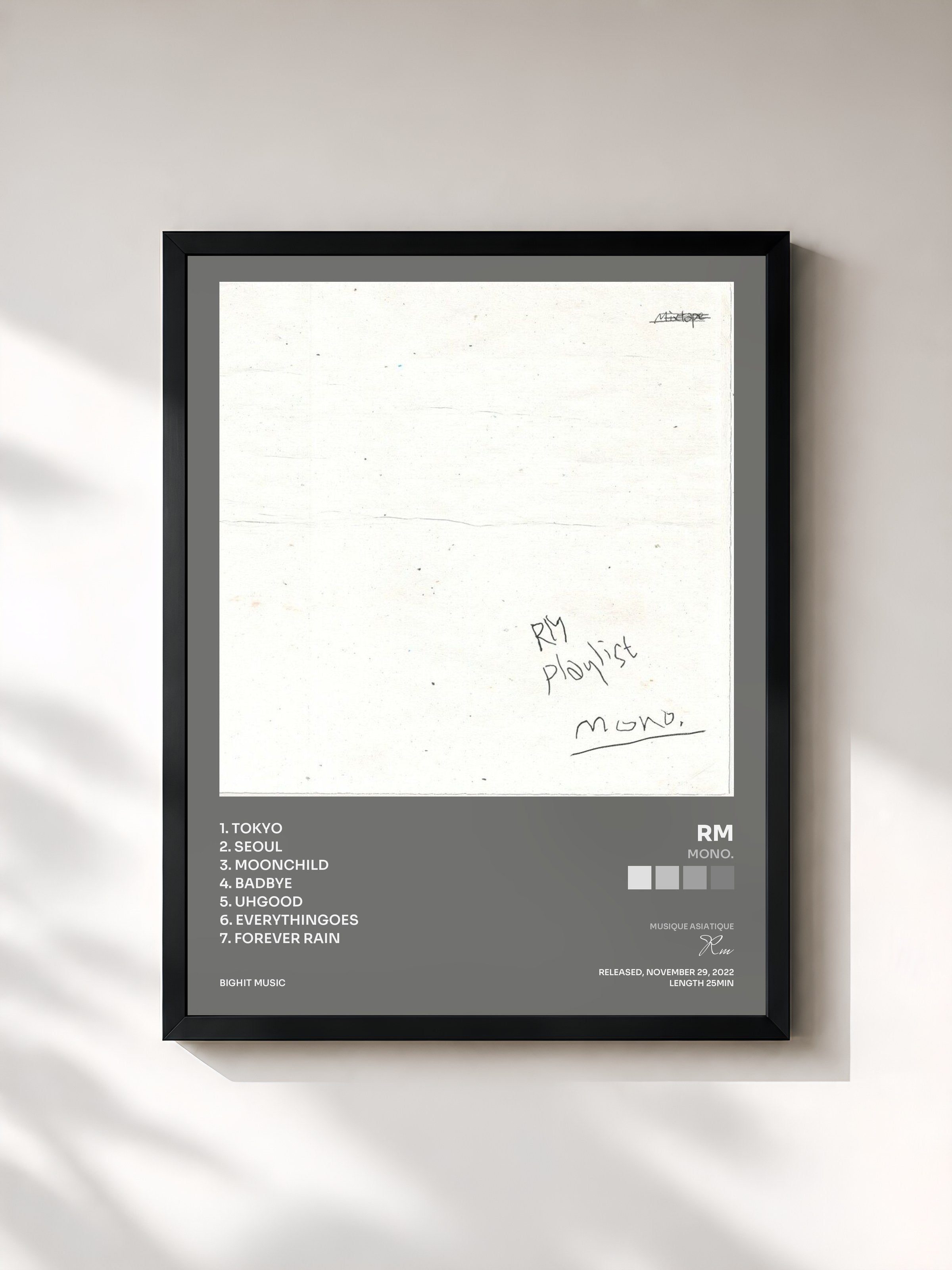 #noir Tableau de l'album mono. de Rm, cadre noir, imprimé et encadré en France