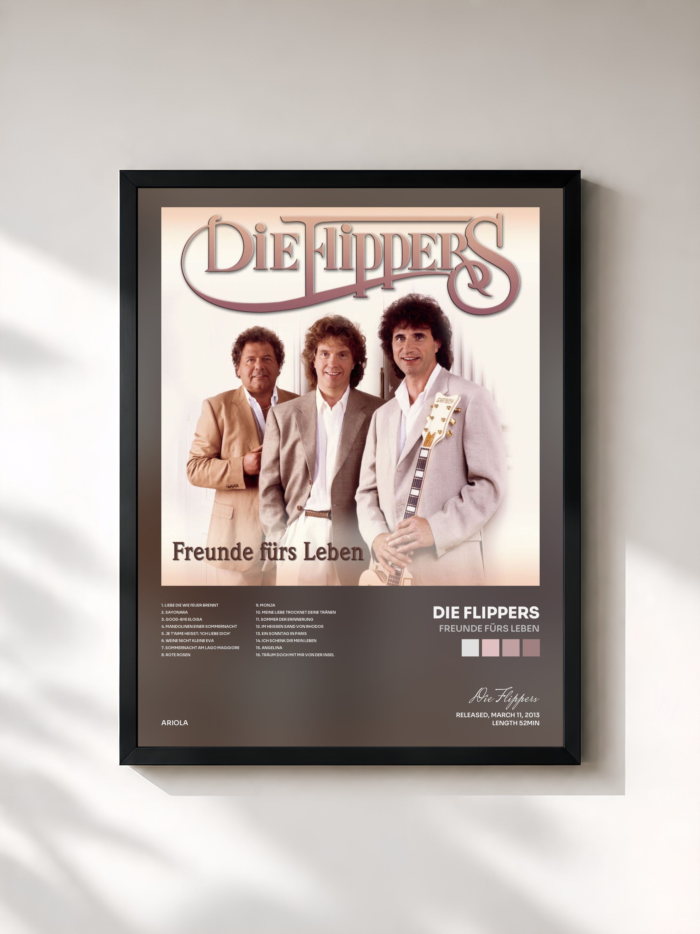 #noir Tableau de l'album Freunde fürs Leben de Die Flippers, cadre noir, imprimé et encadré en France