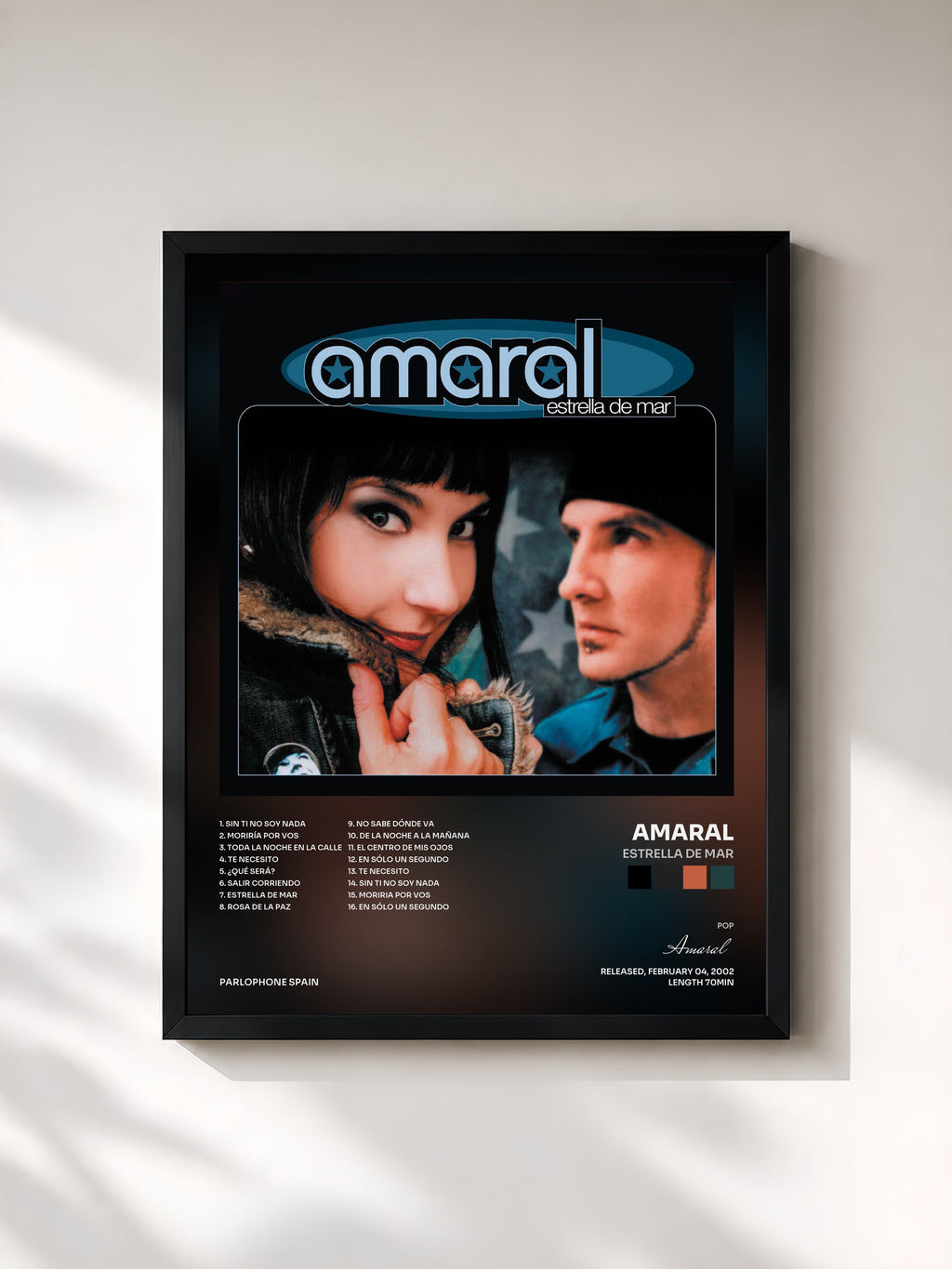 #noir Tableau de l'album Estrella De Mar de Amaral, cadre noir, imprimé et encadré en France