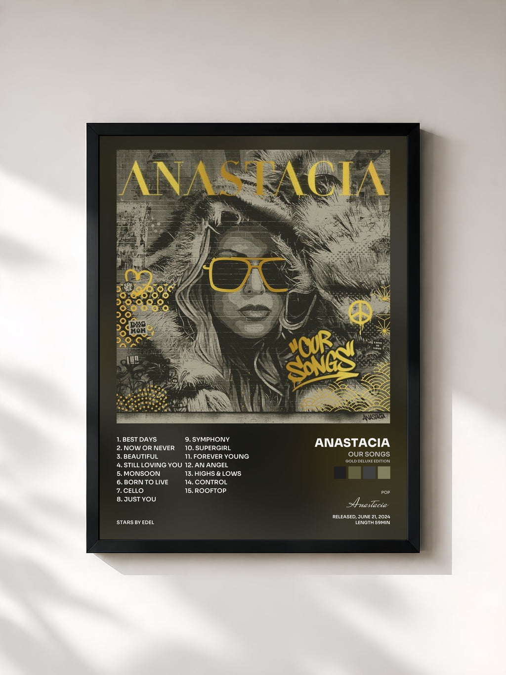 #noir Tableau de l'album Our Songs (Gold Deluxe Edition) de Anastacia, cadre noir, imprimé et encadré en France