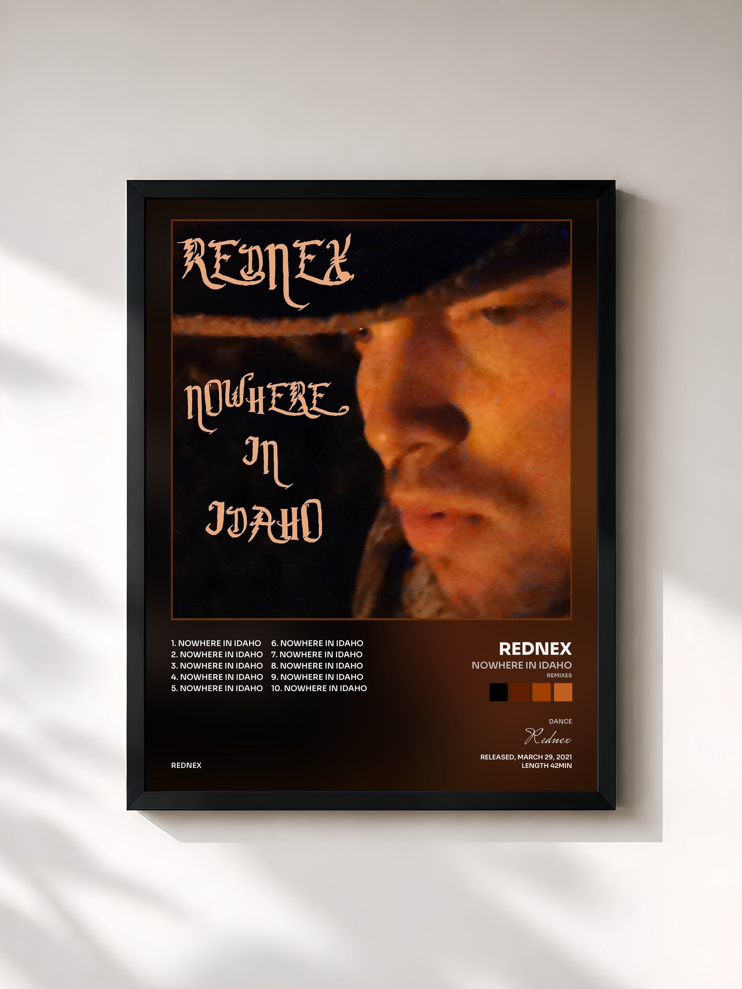#noir Tableau de l'album Nowhere in Idaho (Remixes) de Rednex, cadre noir, imprimé et encadré en France