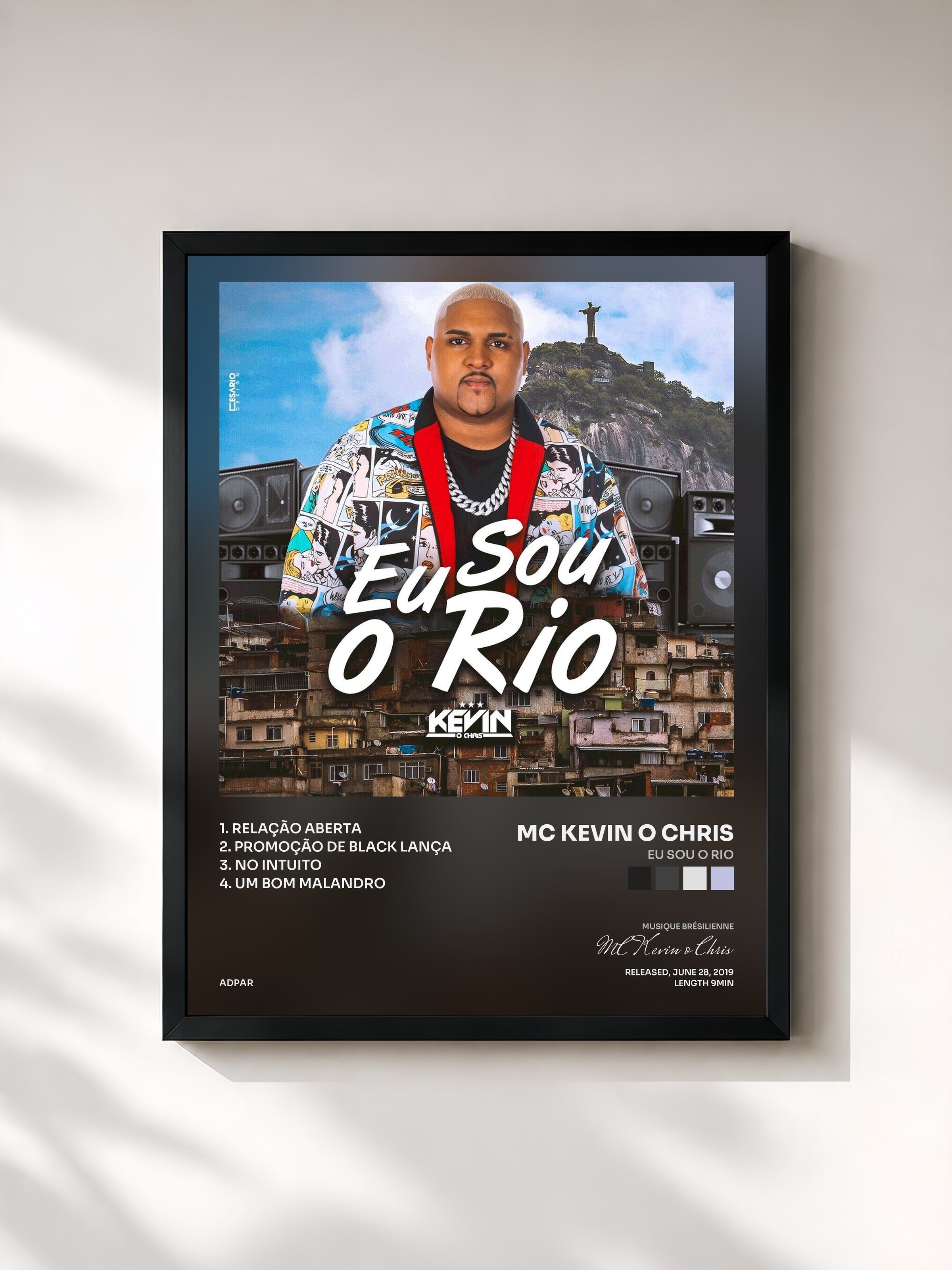 #noir Tableau de l'album Eu Sou o Rio de MC Kevin o Chris, cadre noir, imprimé et encadré en France