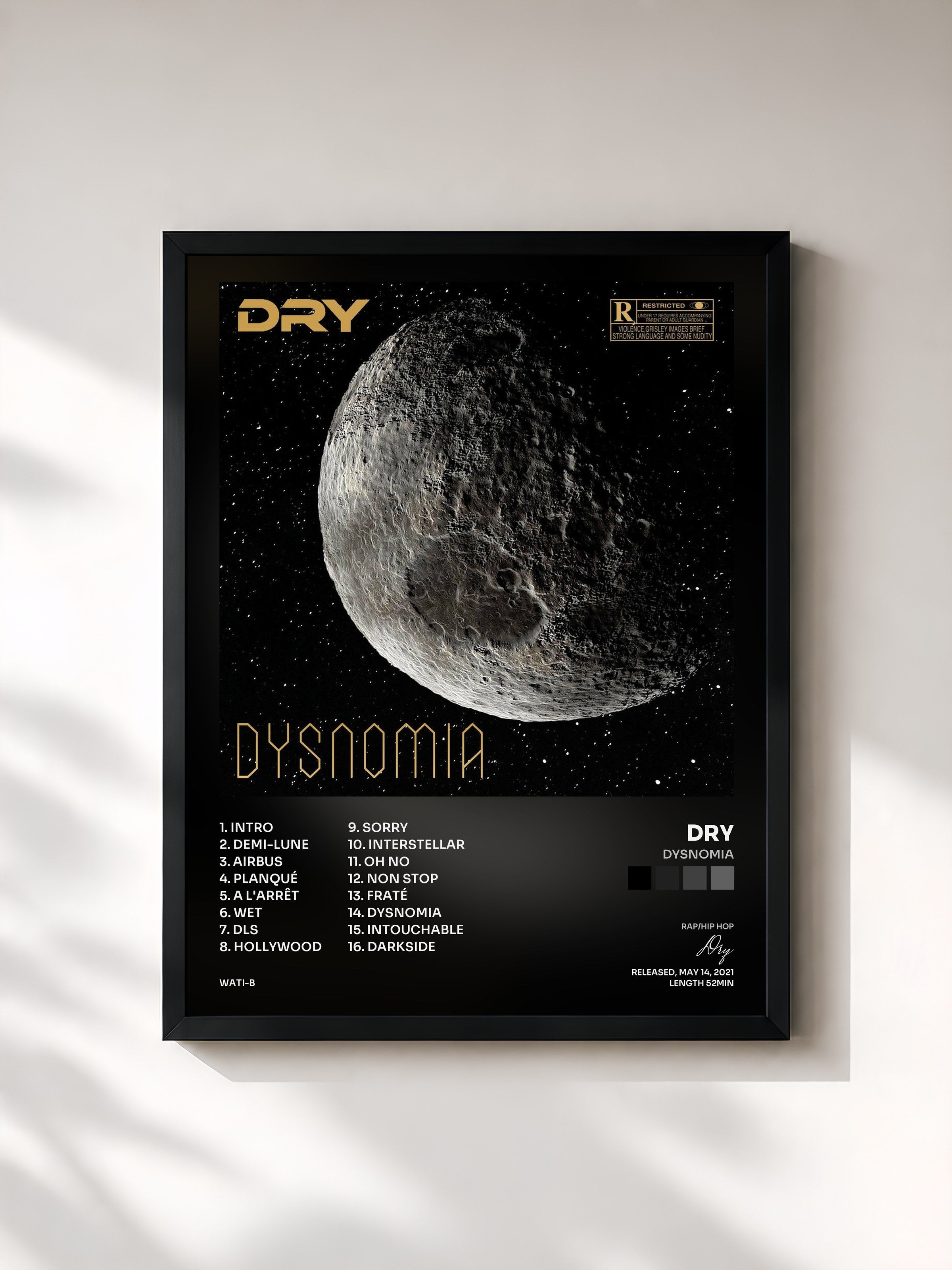 #noir Tableau de l'album Dysnomia de Dry, cadre noir, imprimé et encadré en France