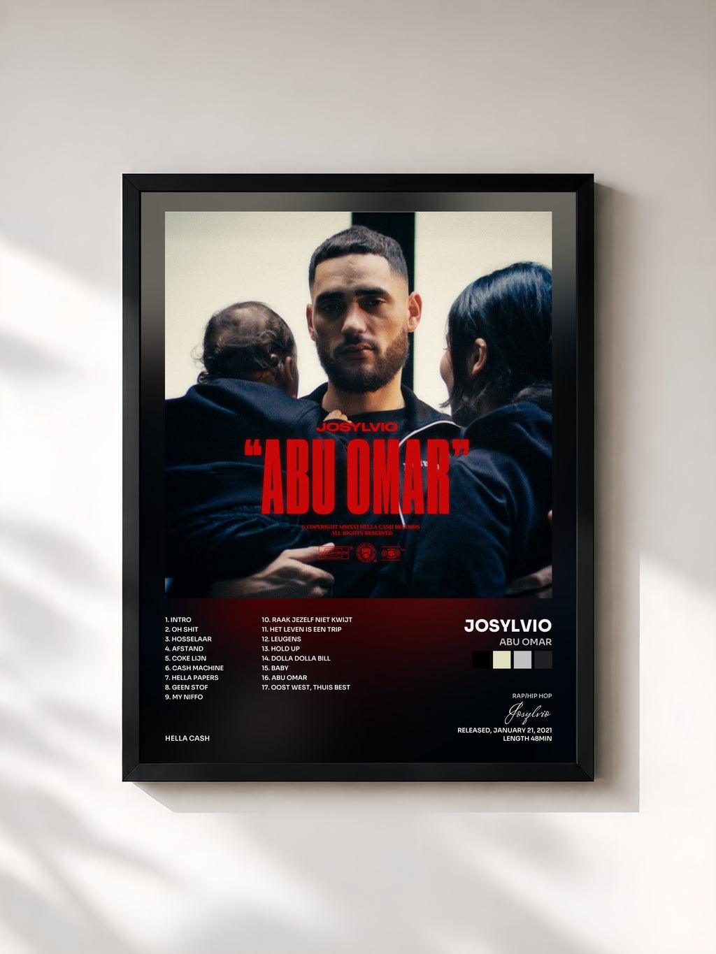 #noir Tableau de l'album Abu Omar de Josylvio, cadre noir, imprimé et encadré en France