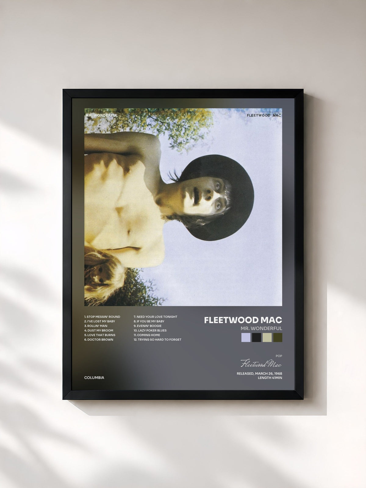 #noir Tableau de l'album Mr. Wonderful de Fleetwood Mac, cadre noir, imprimé et encadré en France