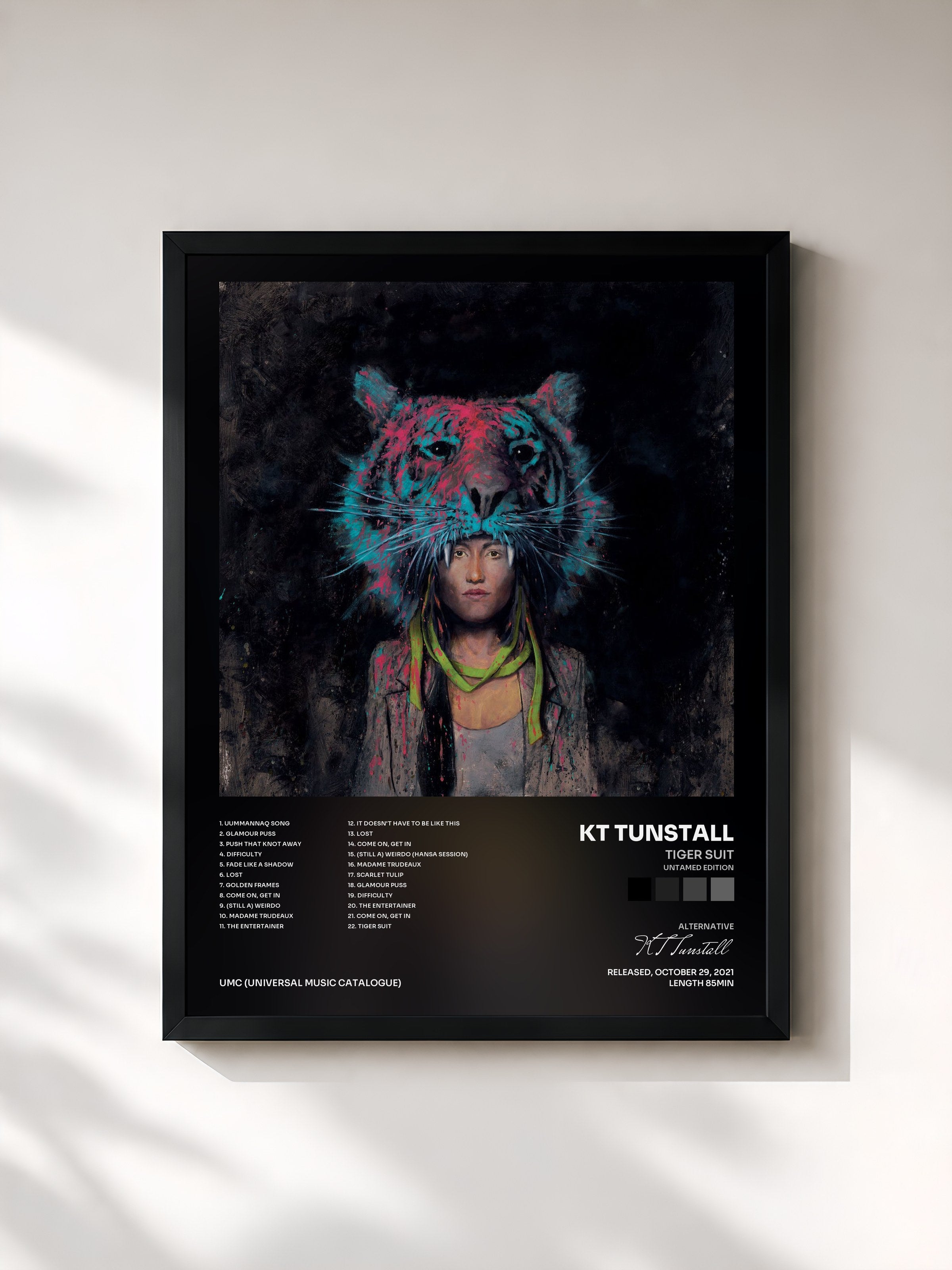#noir Tableau de l'album Tiger Suit (Untamed Edition) de KT Tunstall, cadre noir, imprimé et encadré en France