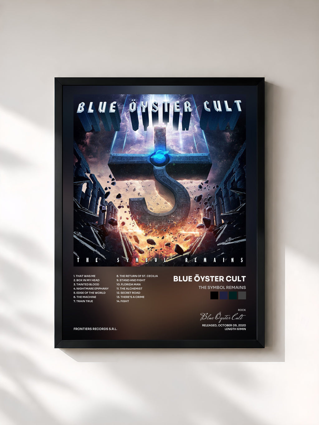 #noir Tableau de l'album The Symbol Remains de Blue Öyster Cult, cadre noir, imprimé et encadré en France