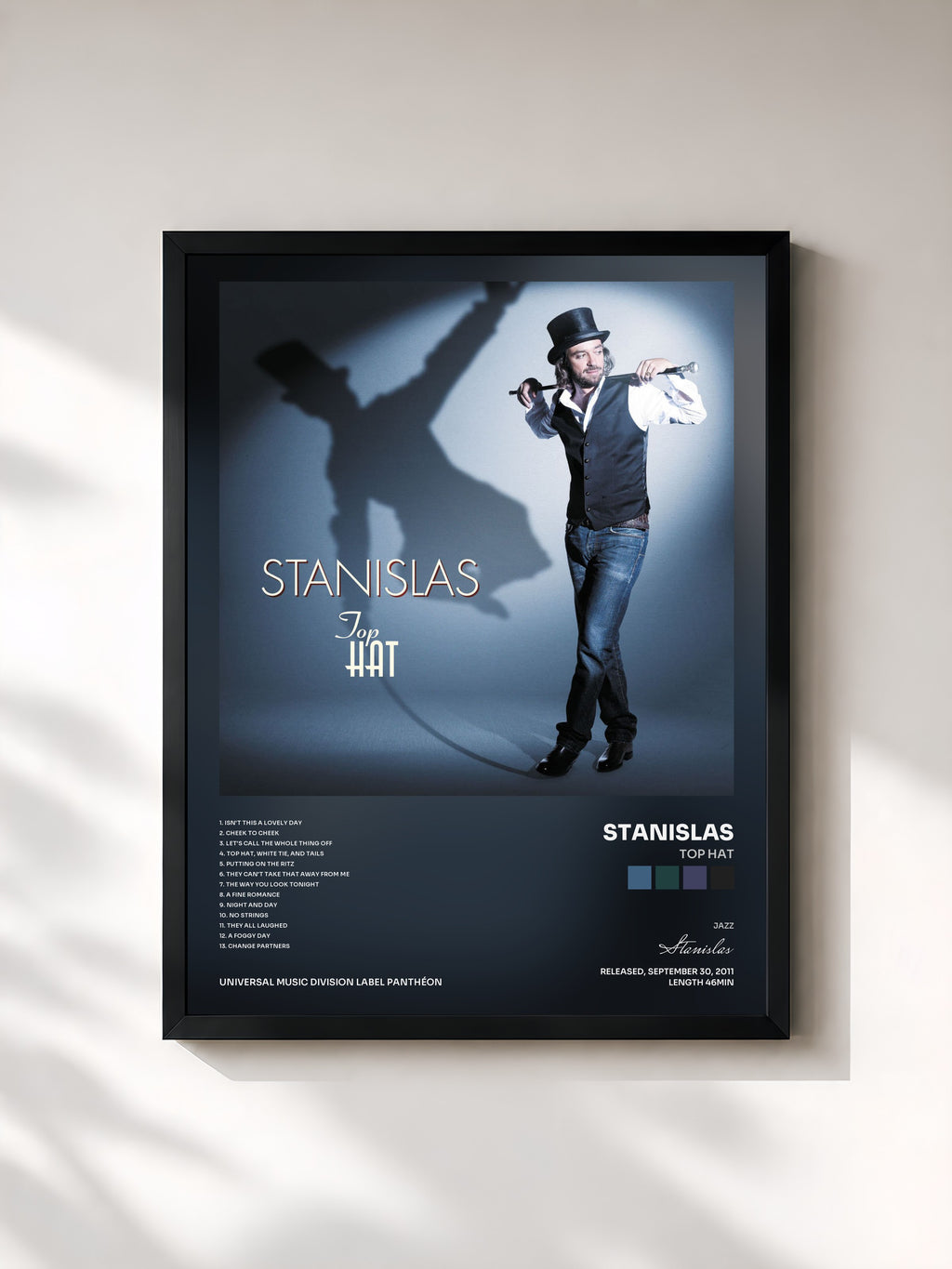 #noir Tableau de l'album Top Hat de Stanislas, cadre noir, imprimé et encadré en France