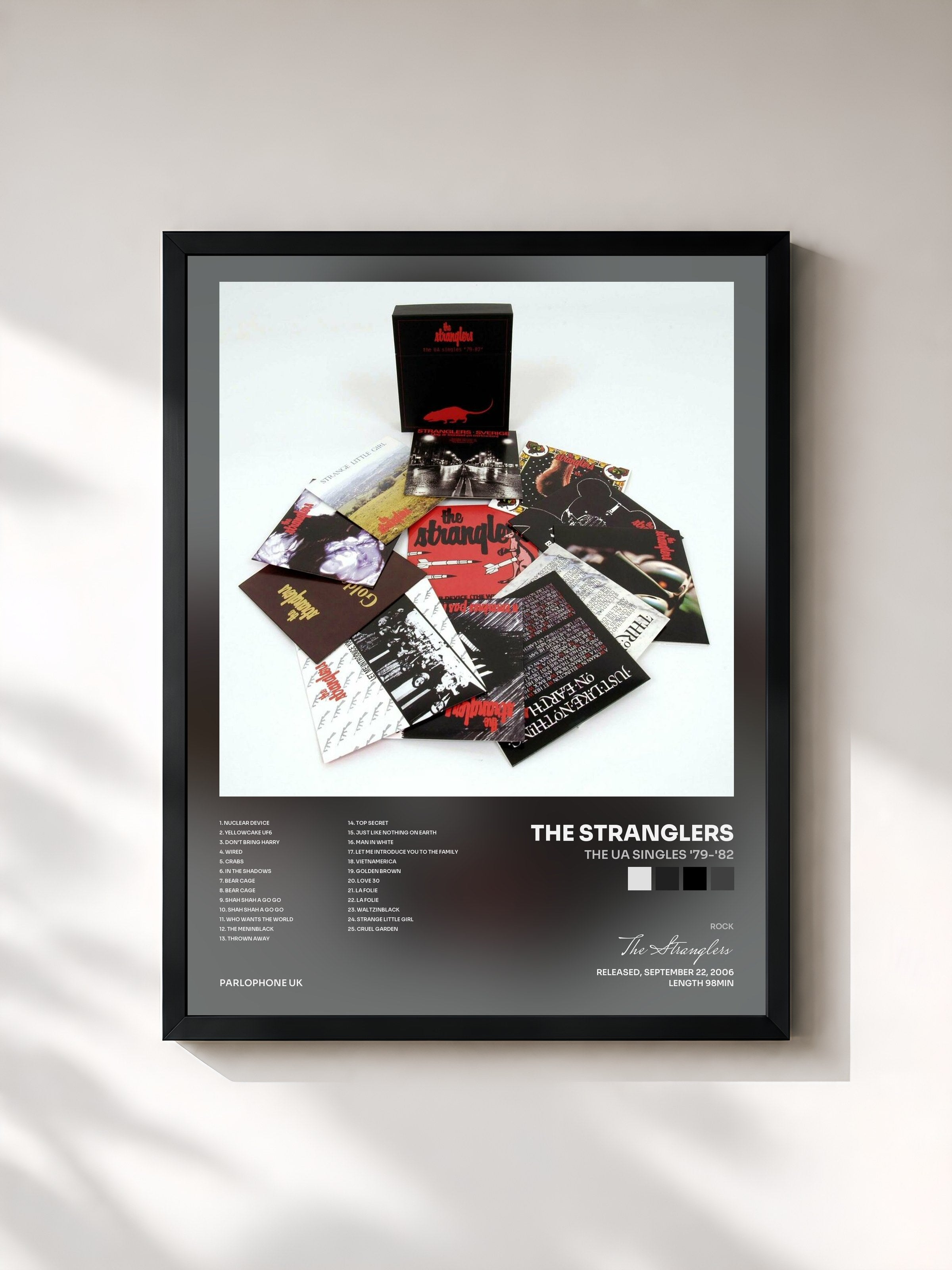 #noir Tableau de l'album The UA Singles '79-'82 de The Stranglers, cadre noir, imprimé et encadré en France