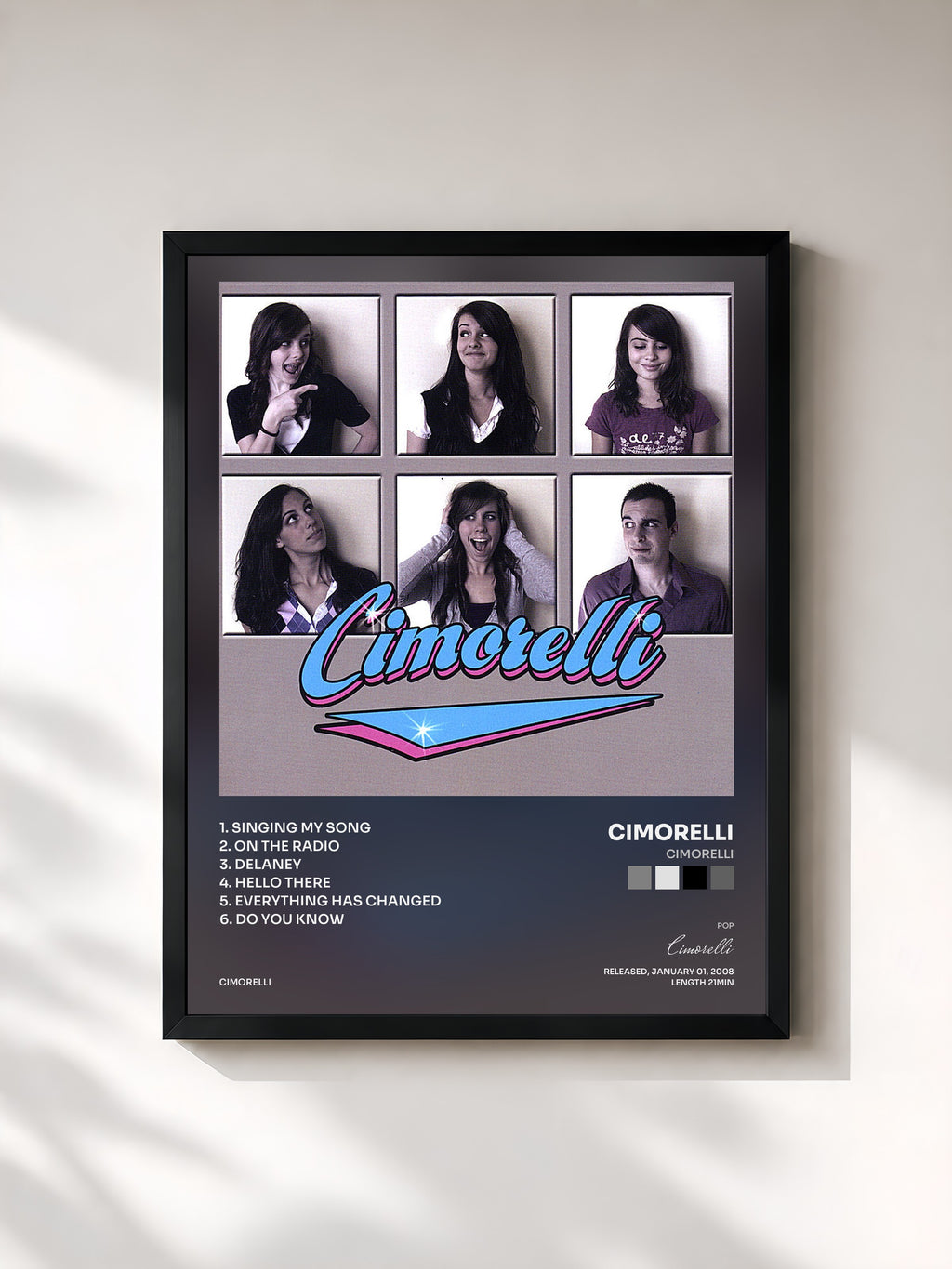 #noir Tableau de l'album Cimorelli de Cimorelli, cadre noir, imprimé et encadré en France