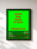 #noir Tableau de l'album Drum and bass STYLES de Freestyle, cadre noir, imprimé et encadré en France