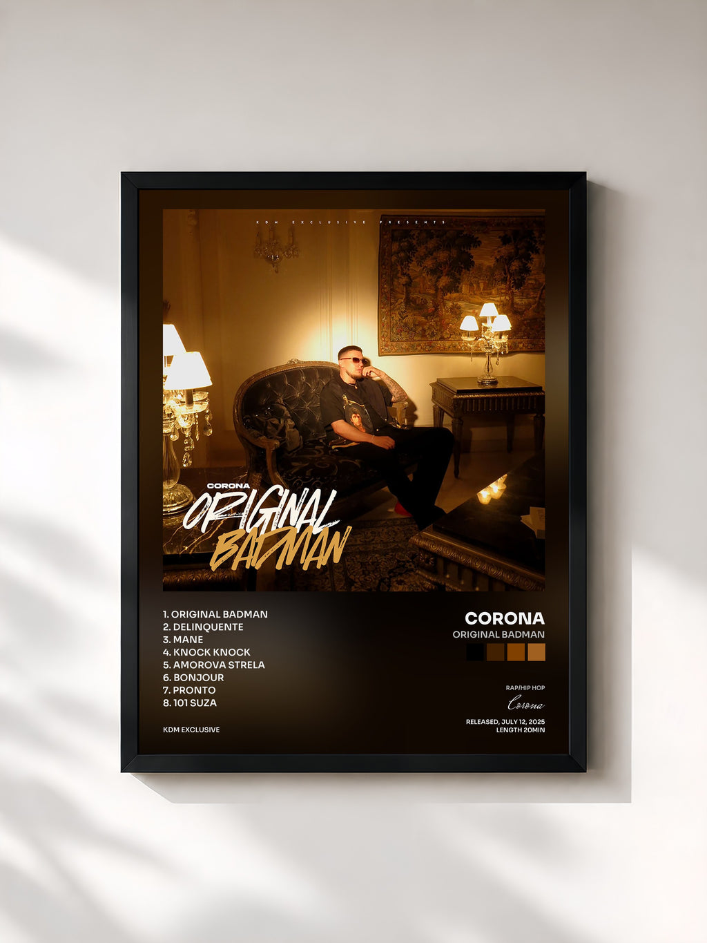 #noir Tableau de l'album Original Badman de Corona, cadre noir, imprimé et encadré en France