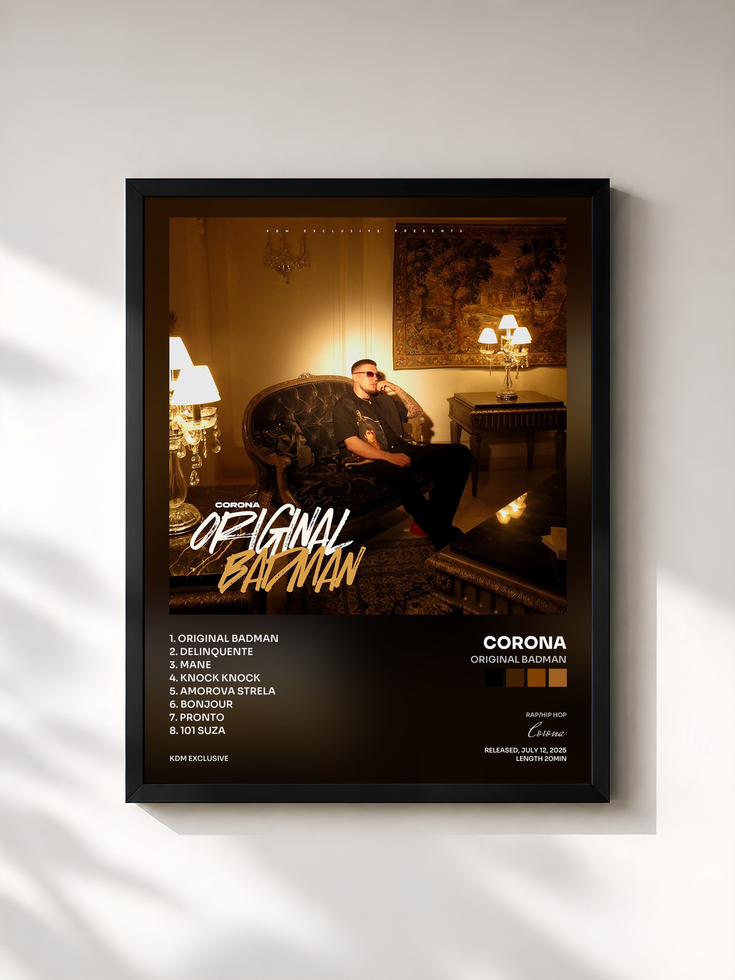 #noir Tableau de l'album Original Badman de Corona, cadre noir, imprimé et encadré en France