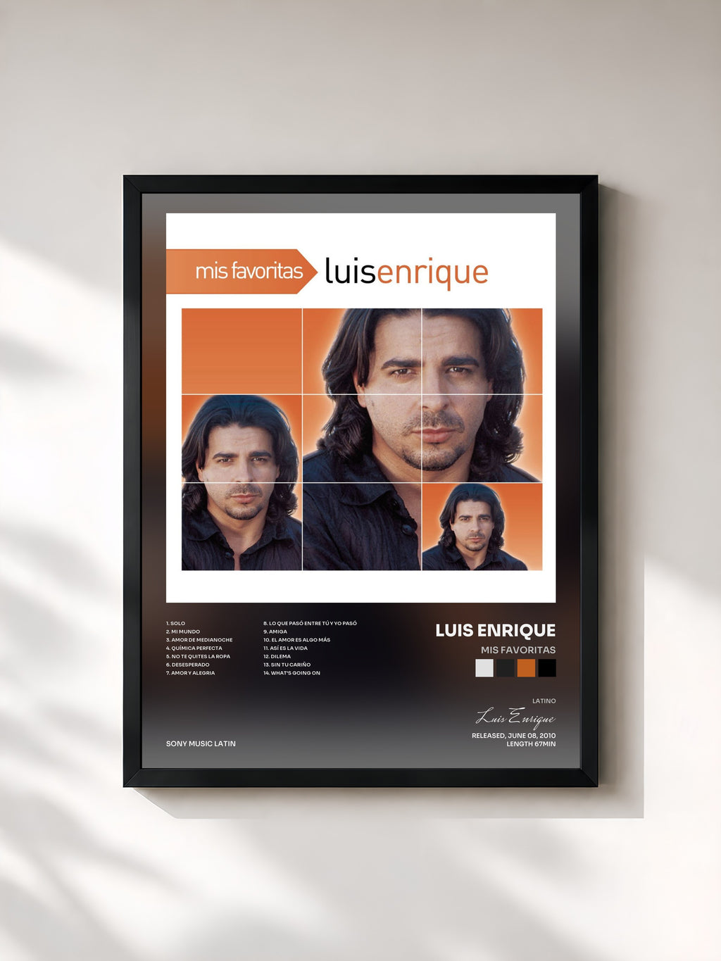 #noir Tableau de l'album Mis Favoritas de Luis Enrique, cadre noir, imprimé et encadré en France