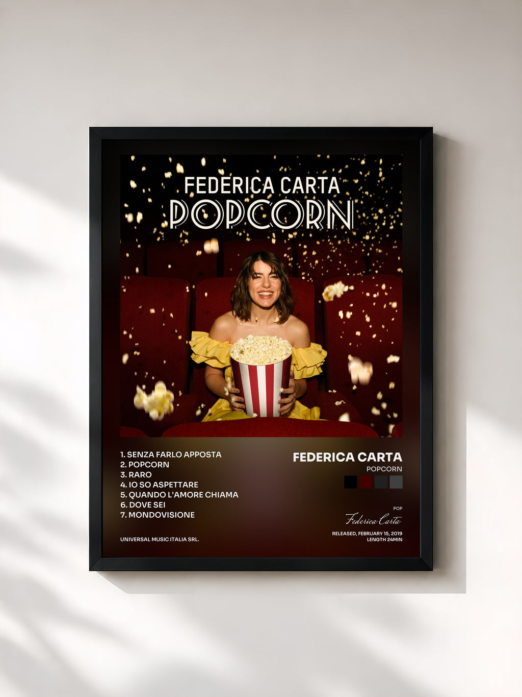 #noir Tableau de l'album Popcorn de Federica Carta, cadre noir, imprimé et encadré en France