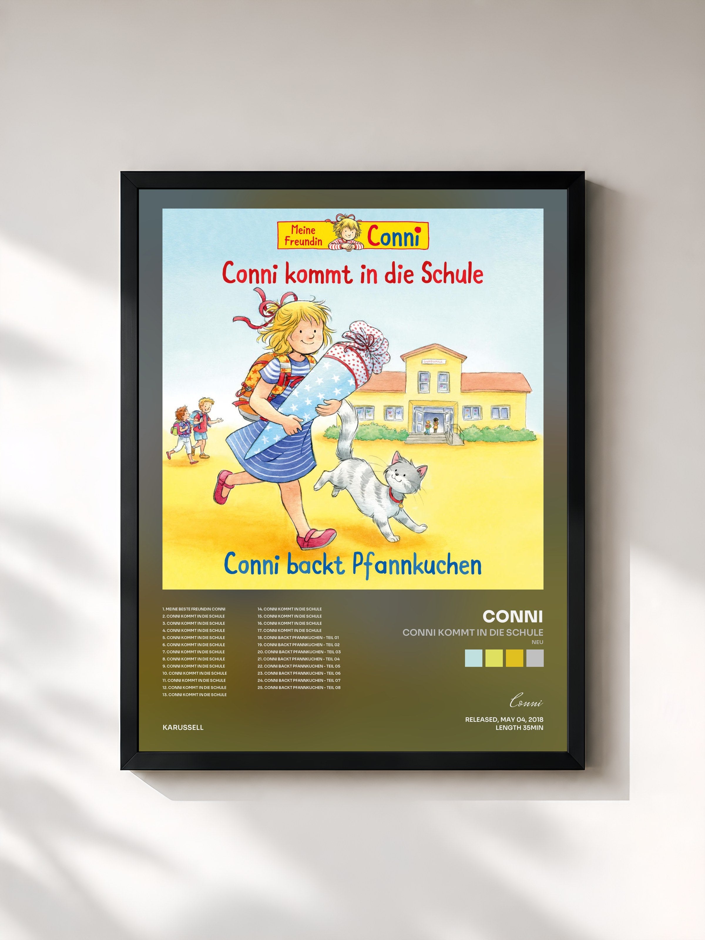 #noir Tableau de l'album Conni kommt in die Schule (neu) / Conni backt Pfannkuchen de Conni, cadre noir, imprimé et encadré en France